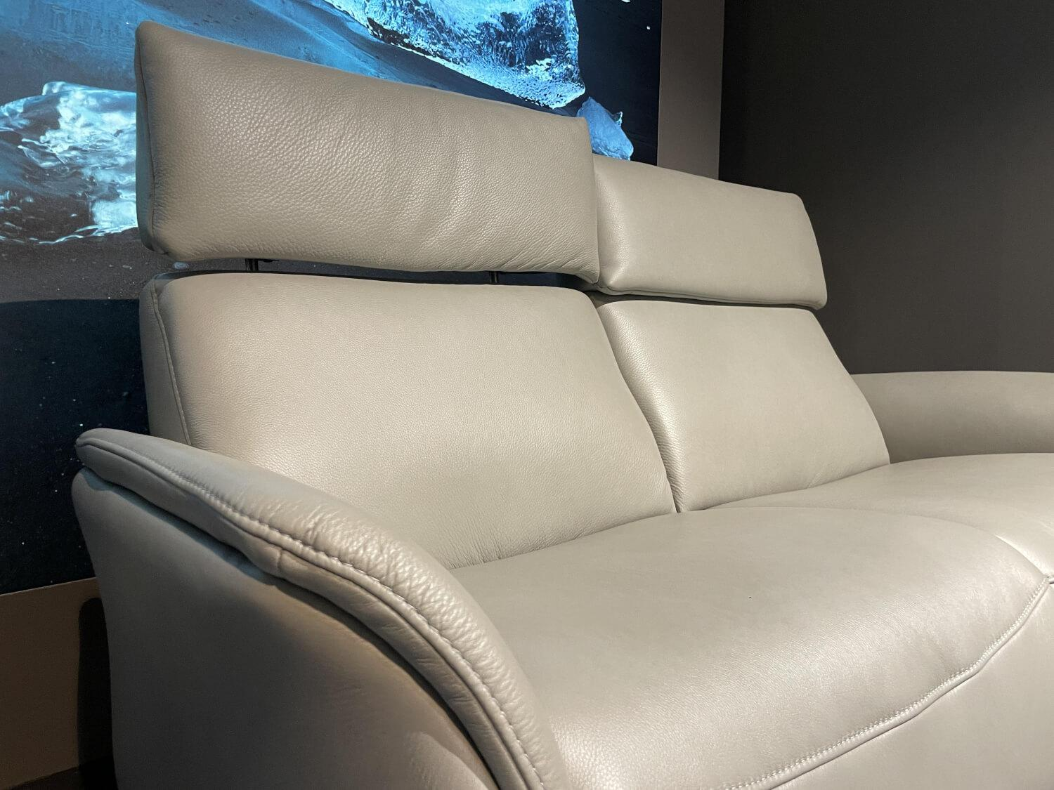himolla - Sofa Hans Leder 35 Mariposa Opal Beige Metallfuß Edelstahloptik 62 Silber - 6