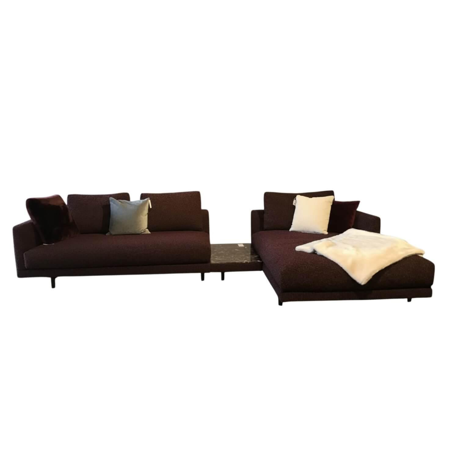 Bielefelder Werkstätten - Sofa Long Island Stoff Cooper BW 1779 111 Rot Fuß Eiche Wengefarbig Gebeizt Schwarz Inklusive Tisch Terrazzo Levanto Und Kissen - 1