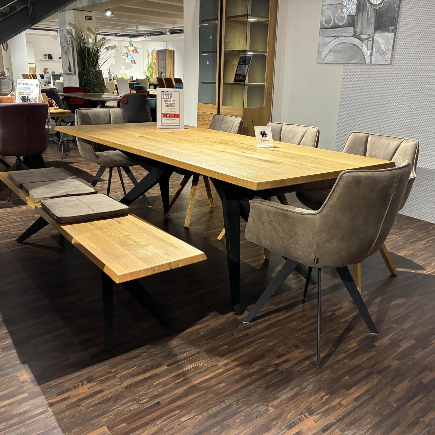 Musterring - Essgruppe MR Tamina Massivholz Geölt Gestell Eisen Schwarz Stoff Aberdeen Stone Grau Inklusive Sitzkissen - 7