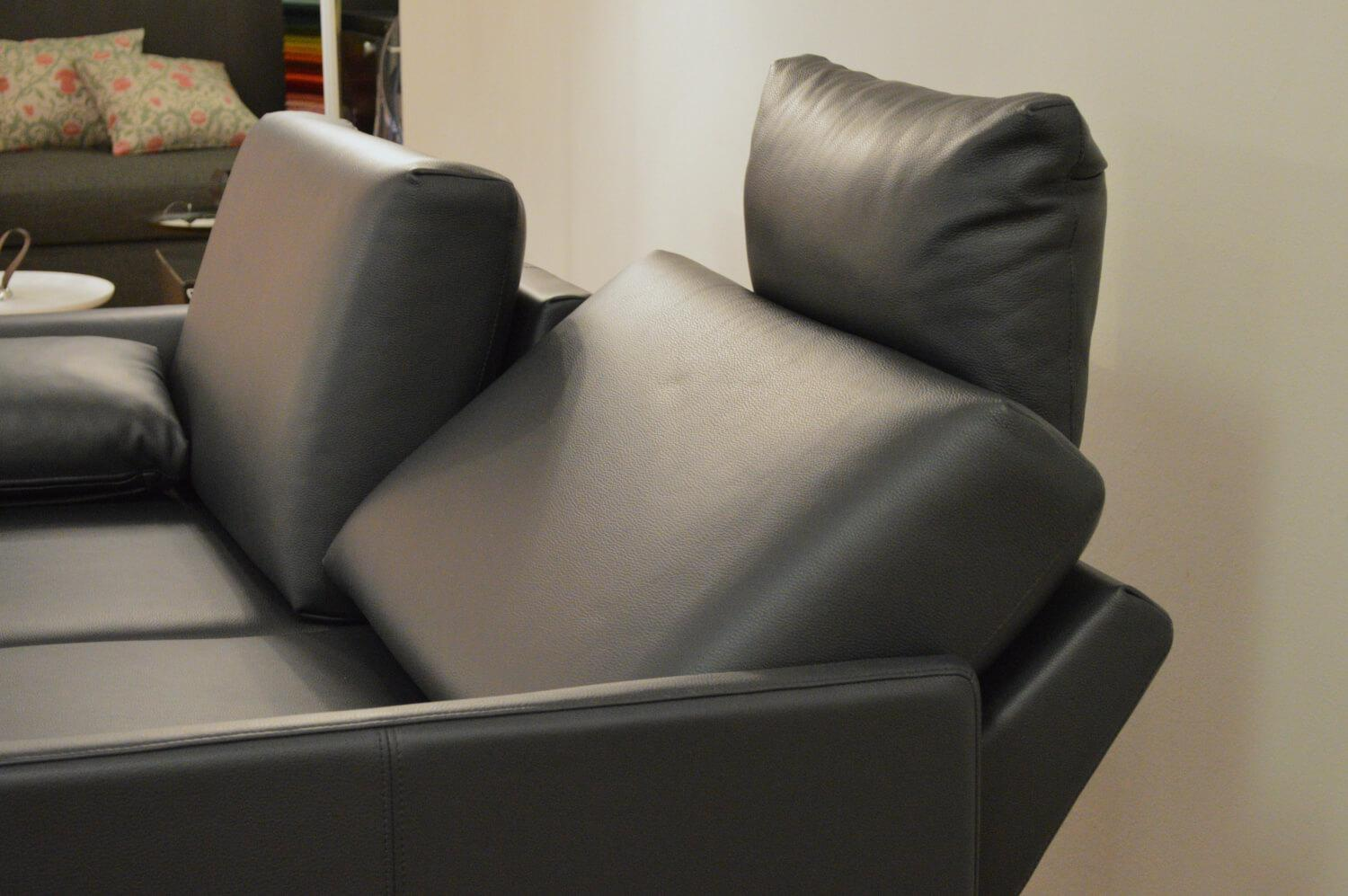 Rolf Benz - Sofa Cara SB168 Leder 38.109 Graublau Kufe Glanzchrom mit Beinauflage - 2