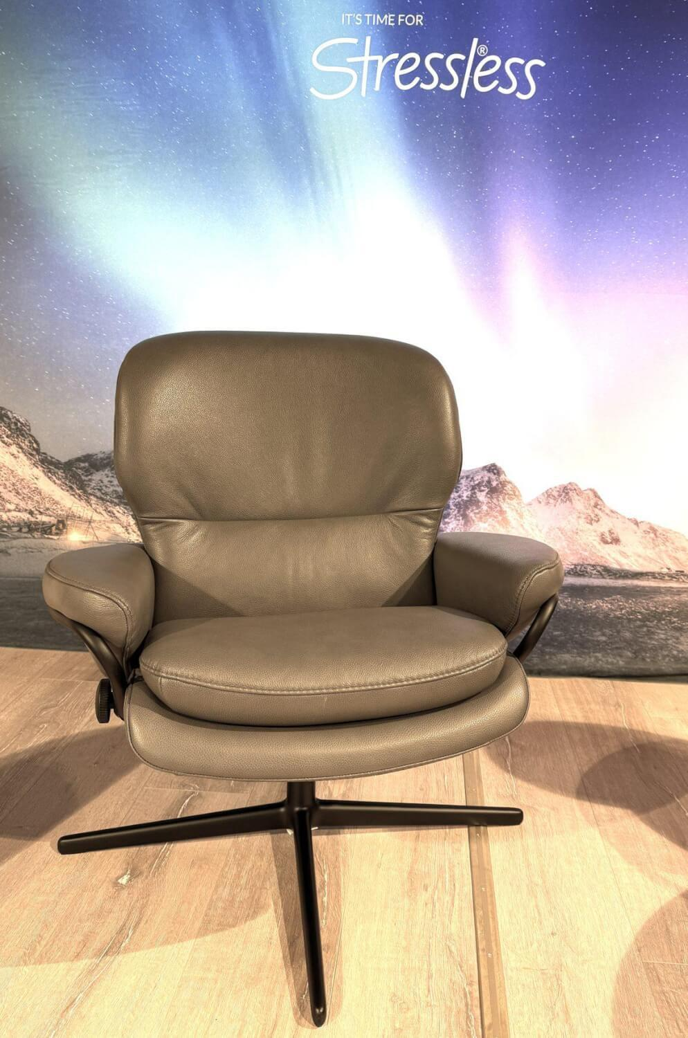 Stressless - Relaxsessel Rome Leder Cori Grey Grau Untergestell Schwarz Matt Mit BalanceAdapt Funktion - 2