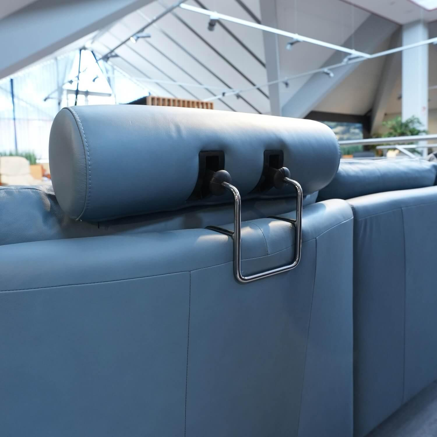 Stressless - Ecksofa E 200 Leder Paloma Sparrow Blue Blau Füße Metall Mit Kopfstütze - 5