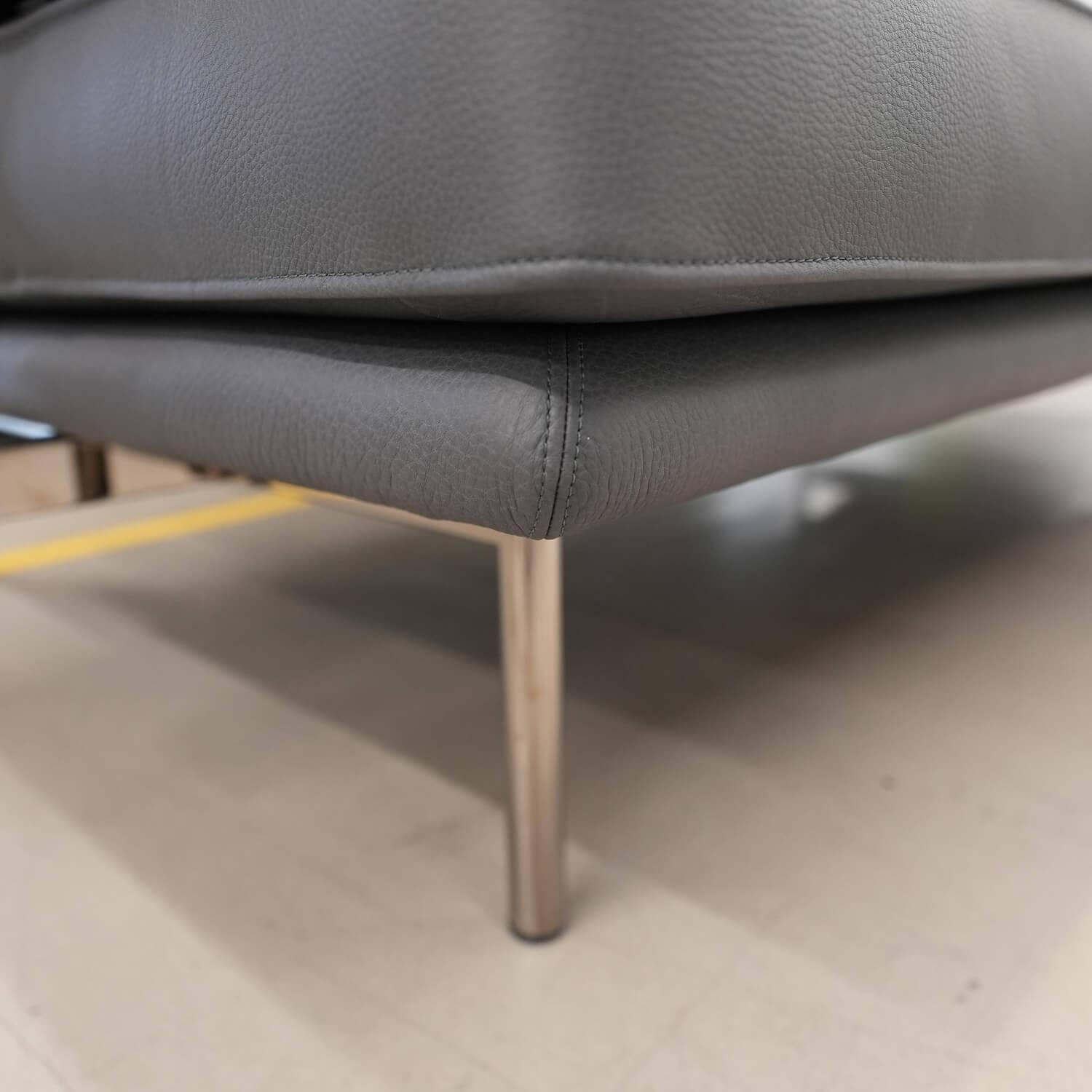 Walter Knoll - Sofa Living Platform 400-30 FLFR Bezug Leder Safari 1377 Anthrazit Gestell Schwarzchrom - 5