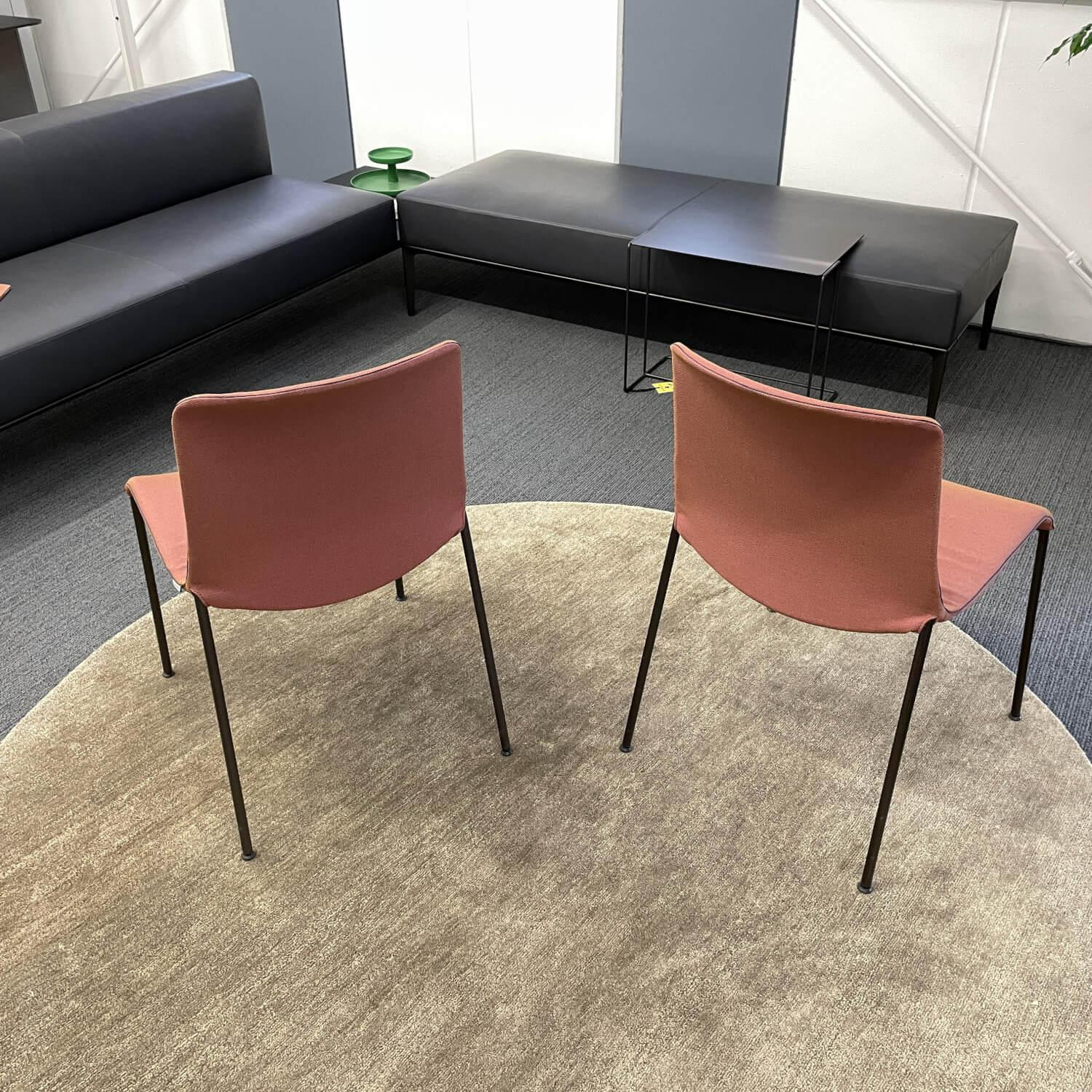 Walter Knoll - 2er-Set Stuhl Liz 1300 Stoff Steelcut Trio 333 Rot Gestell Bronze - 4