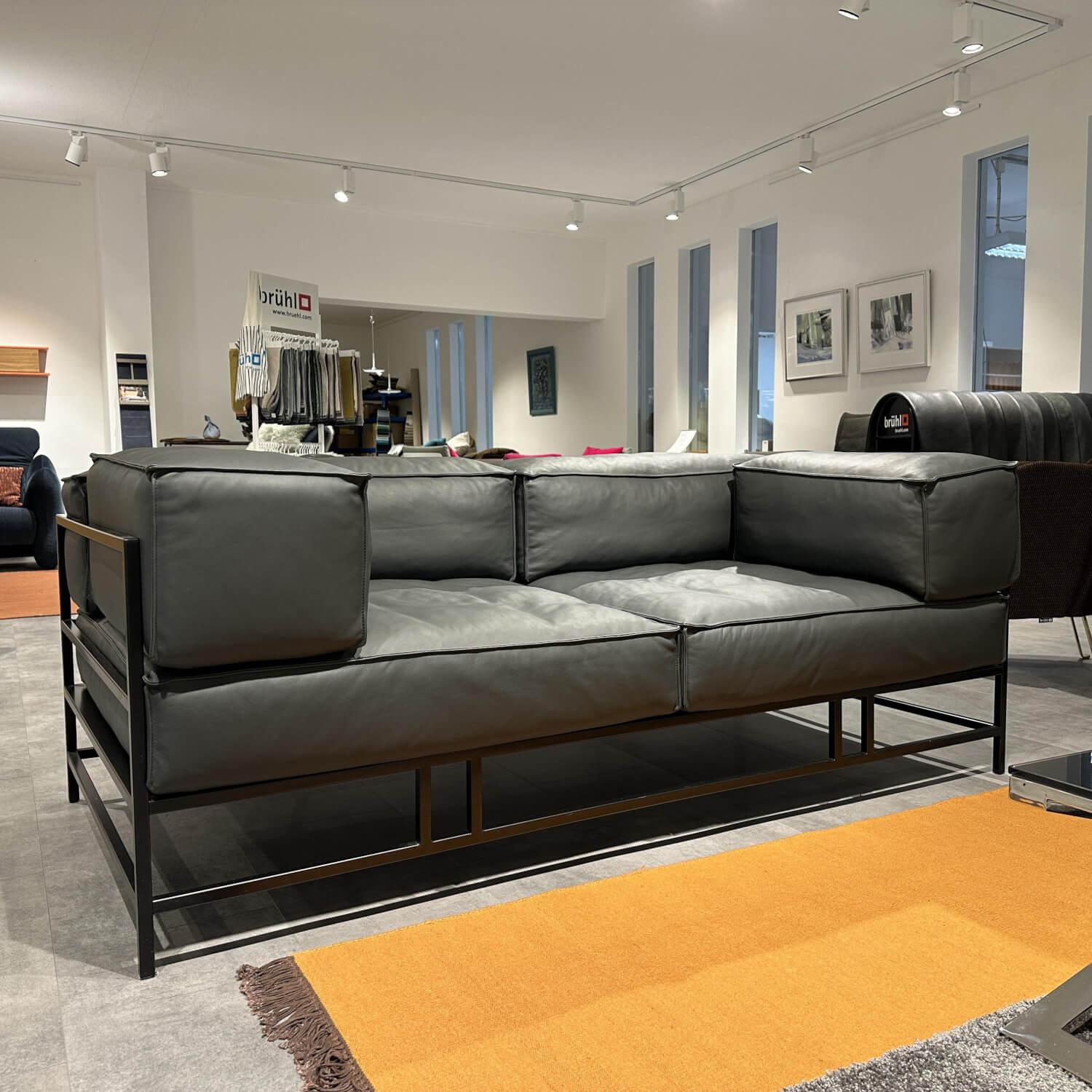 Brühl - Sofa Easy Pieces 2 Leder La Plume 5663 99 Anthrazit Rahmen Schwarz Pulverbeschichtet - 2