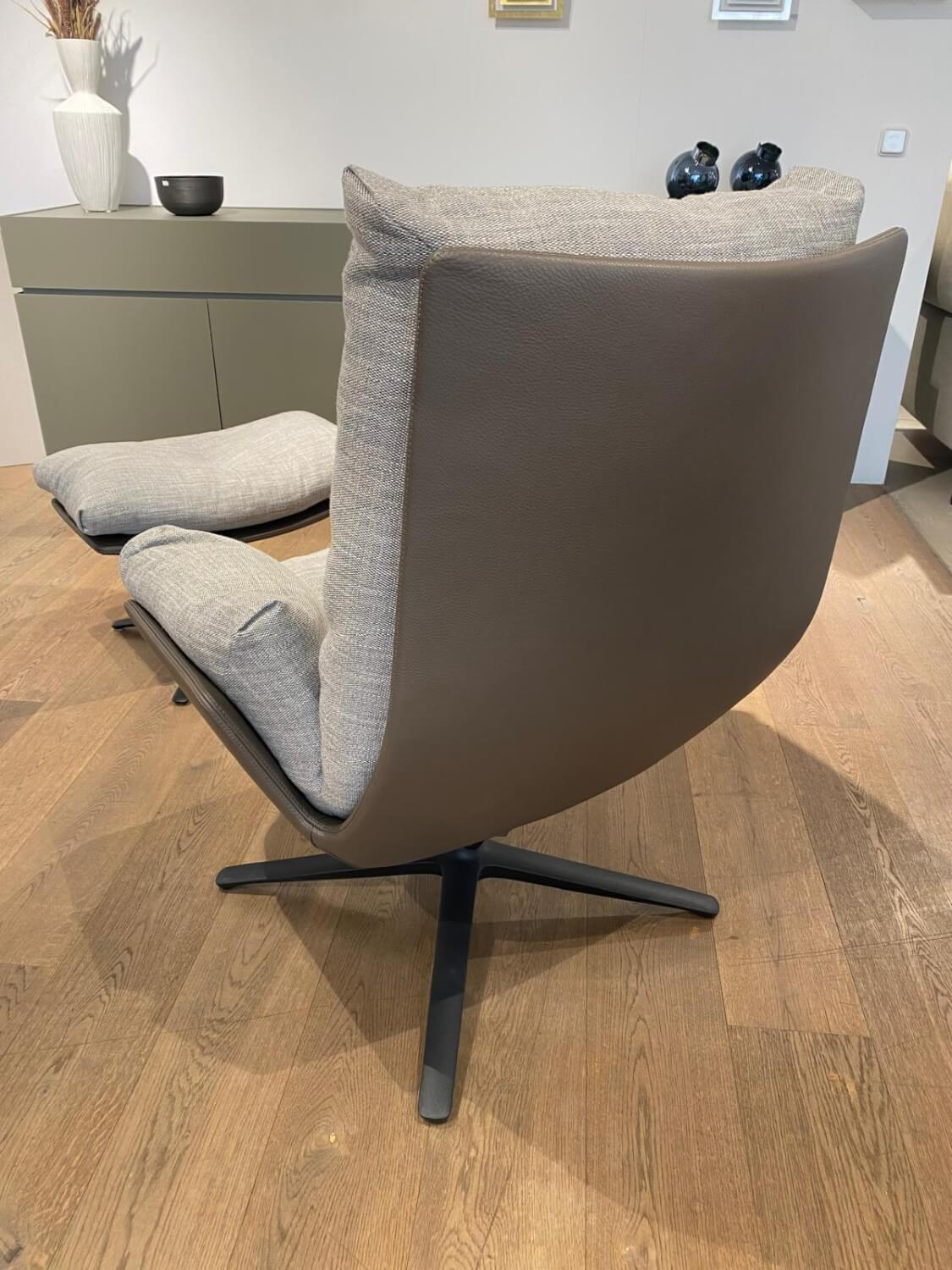 COR - Sessel Cordia Lounge Innen Stoff Rauchgrau Außen Leder Terra mit Hocker - 2