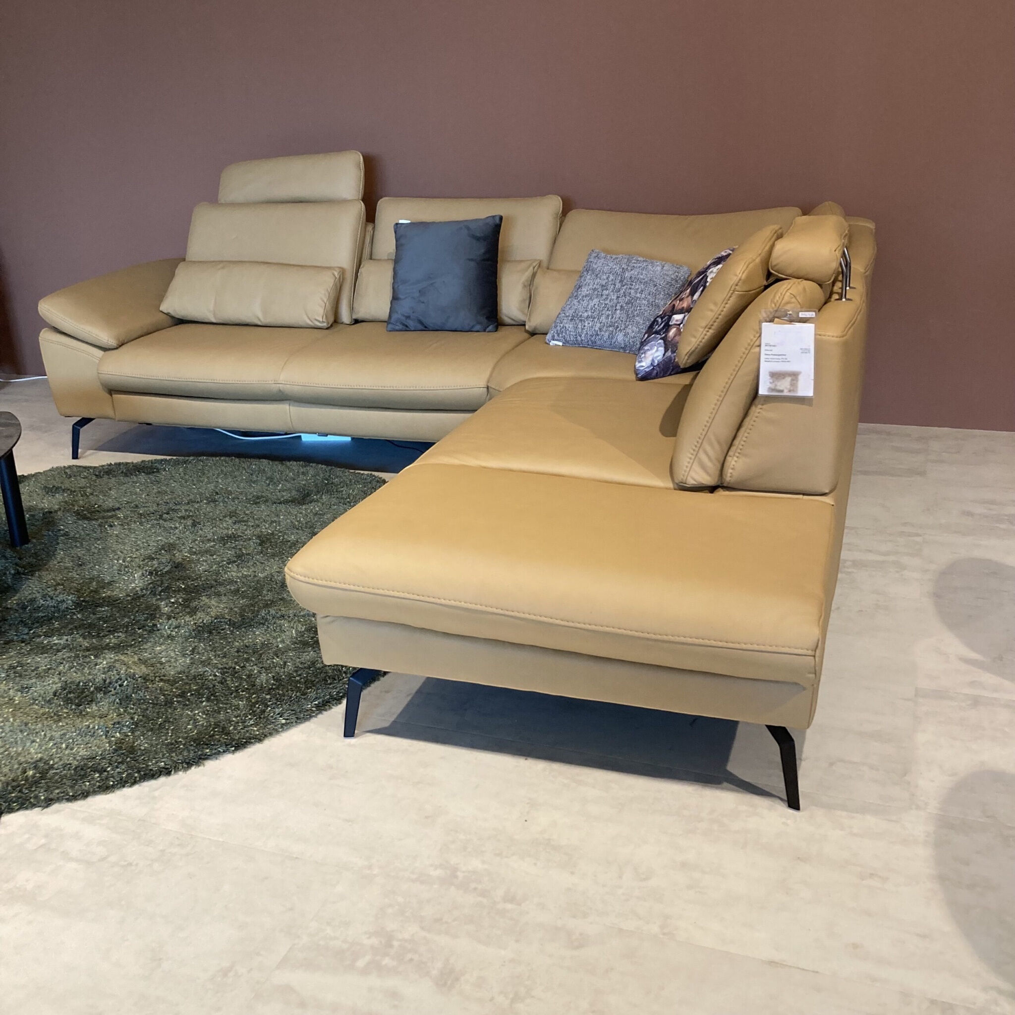Musterring - Ecksofa Diana Leder Vivre Honey Beige Braun Füße Metall Schwarz Mit Sitztiefenverstellung - 6