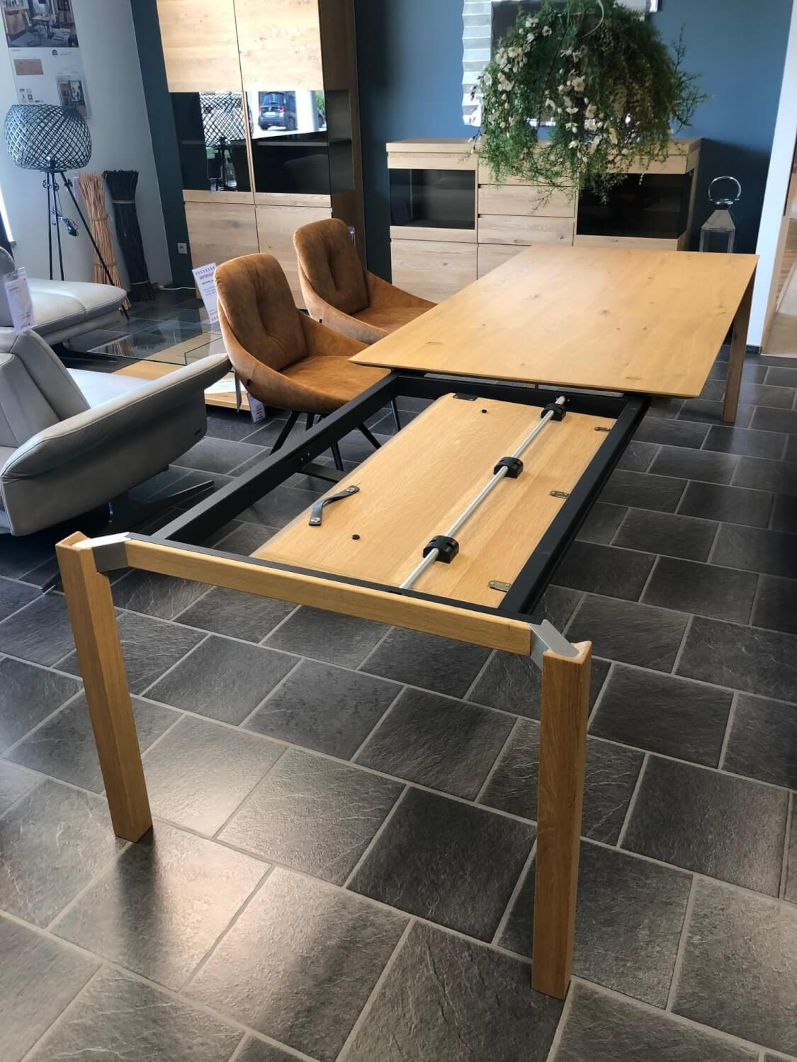 Venjakob - Dining table Concret Q738 wild oak light veneered oiled with folding insert - 7