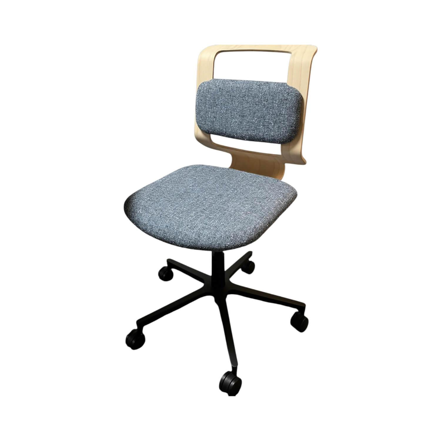 Team 7 - Schreibtischstuhl Kids Stoff Ripley Rl35 Grau Blau Rücken Erle Naturöl Weiß Gestell Metall Schwarz Matt - 1