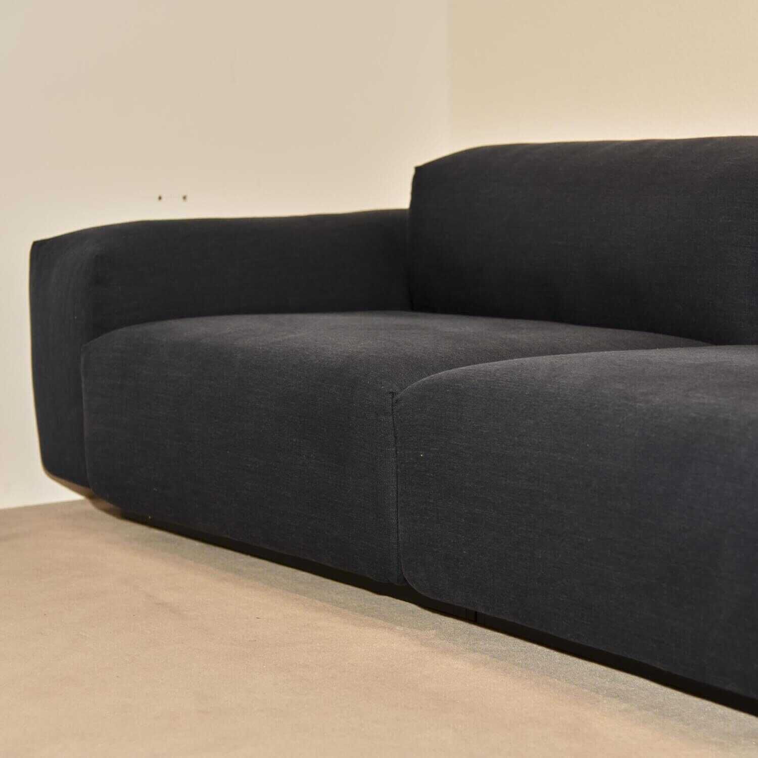 Sofa Dreisitzer Soft Modular Stoff Olimpo Atlantik Blau Mit Hocker