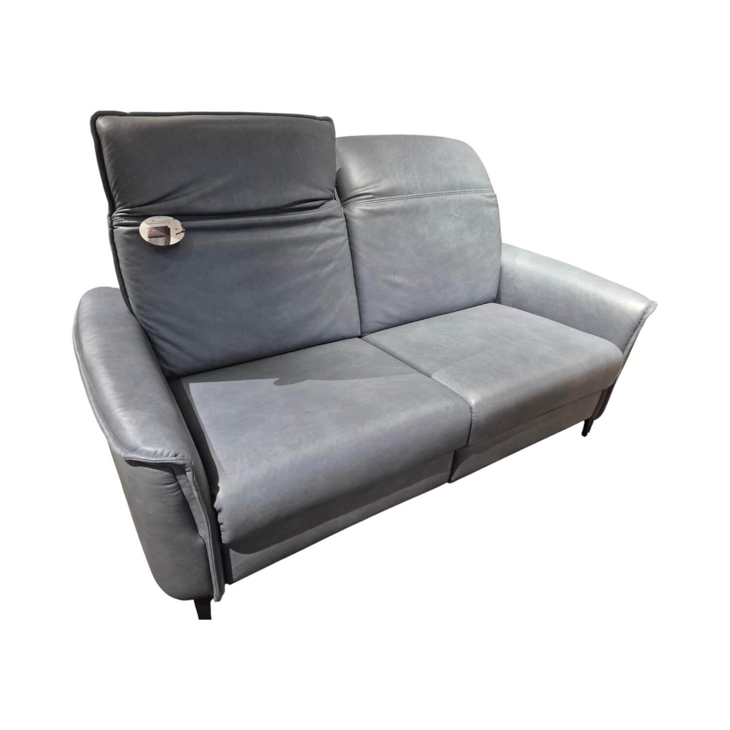 PM Oelsa - Sofa Bolivien 4461 Leder Longlife Touch Steel Grau Füße Chrom Schwarz Matt Mit Motorischer Kopfteilverstellung - 1