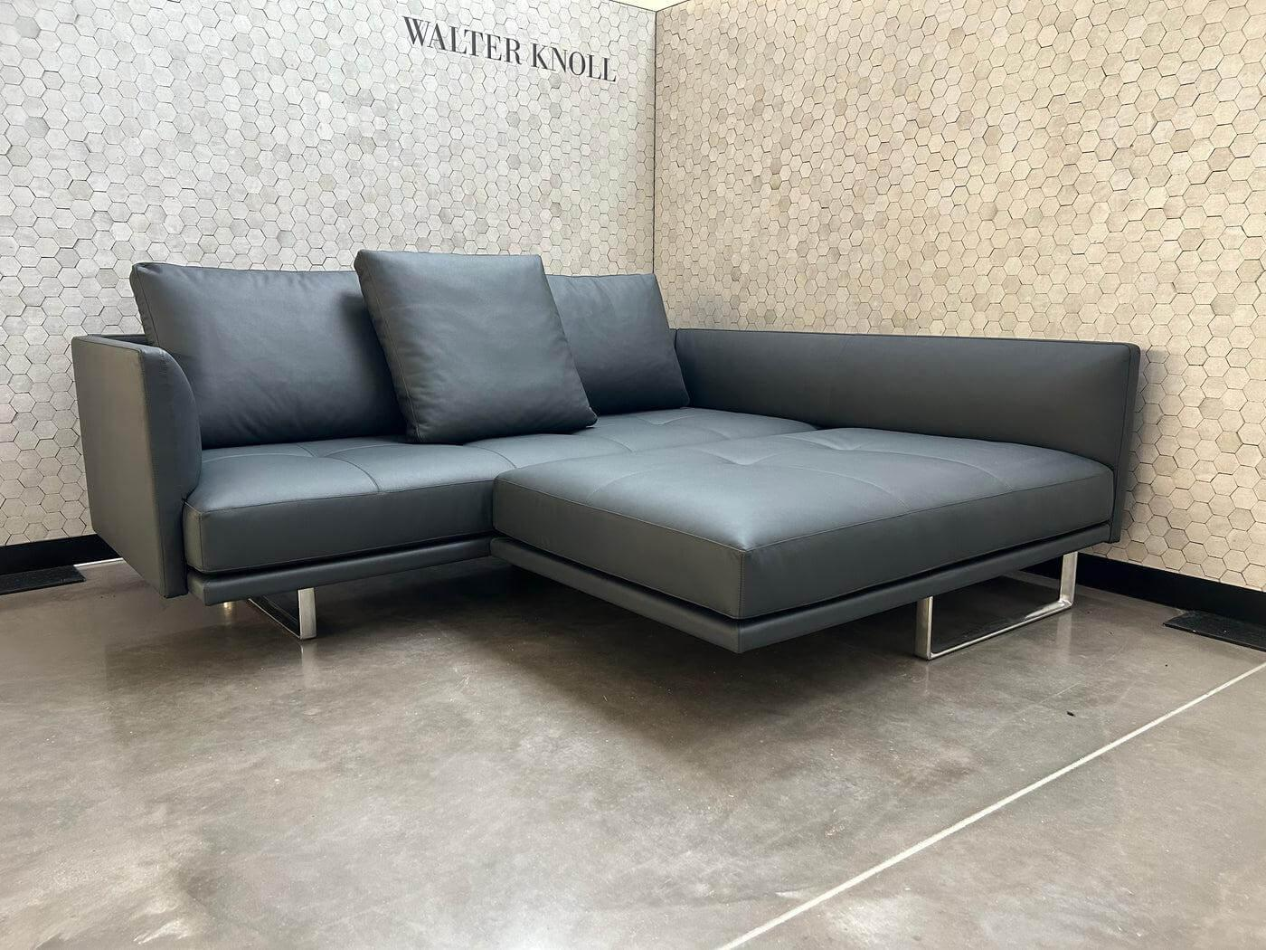 Walter Knoll - Ecksofa Prime Time 490 10 Leder Miami Schwarz Gestell Aluminium Hochglanz Poliert Inklusive Kissen mit der legendären Schwenkfunktion - 3
