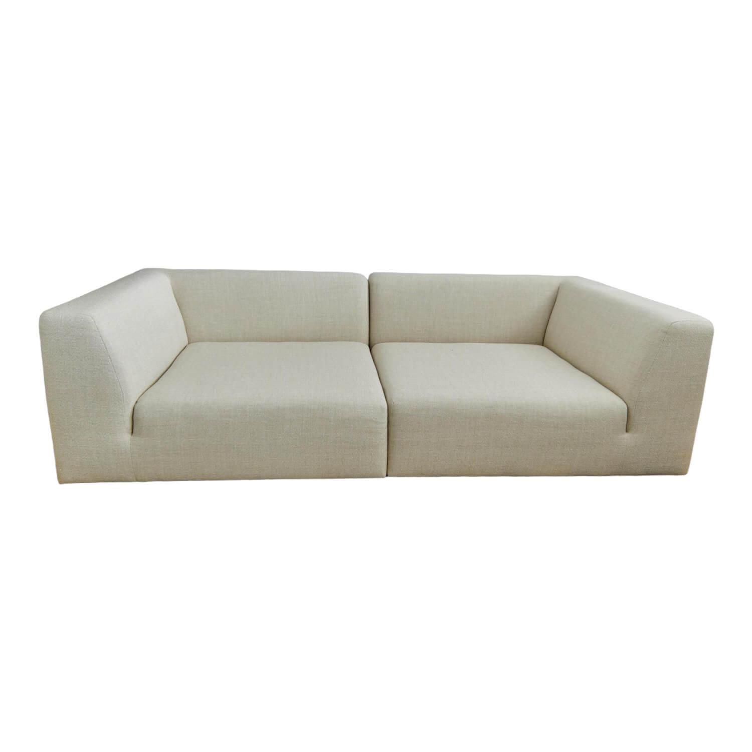 Sofa Wave 3-Sitzer Stoff Luxuryweaving Minicord Weiß mit Decke