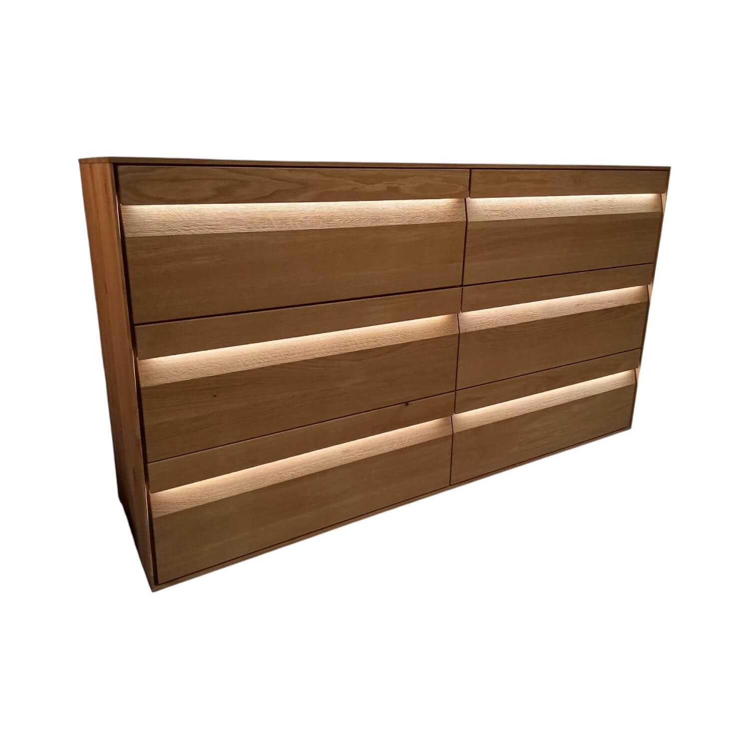 Contur - Sideboard Due Viso Wildeiche Roheffekt Massiv Geölt Inklusive LED Beleuchtung - 1