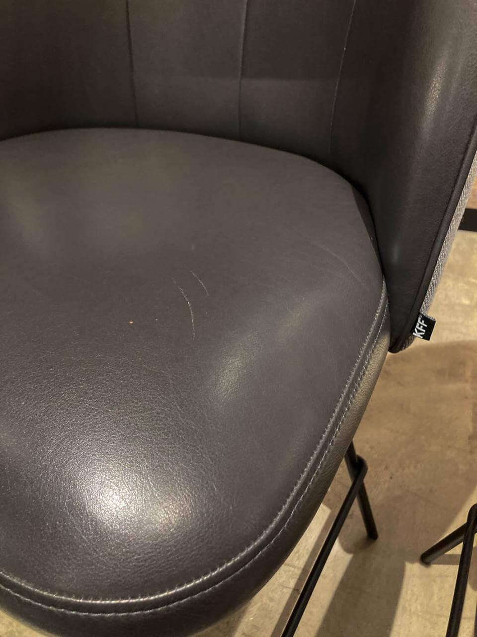 KFF - 2er-Set Thekenstuhl Gaia Innen Leder Anthrazit Außen Stoff Blake Grey Grau Rundrohrgestell Struktur Schwarz - 3