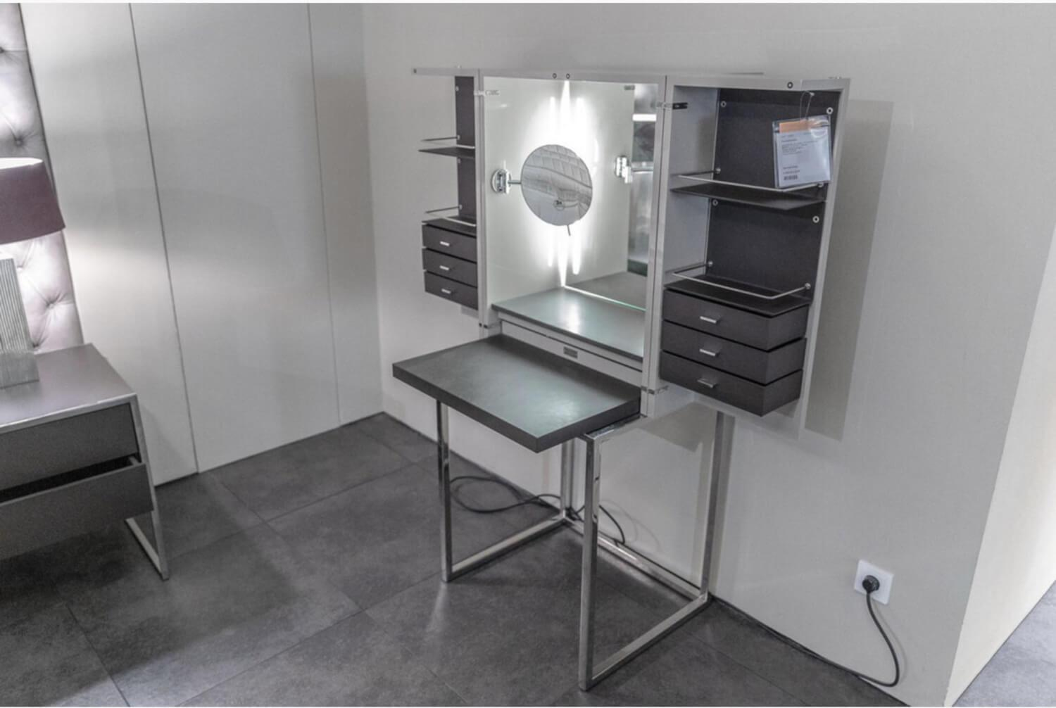 YOMEI - Schminkschrank Magic Cube Dress Pantex Taupe Hochglanz Gestell und Rahmen Edelstahl Poliert Inneneinteilung Choco - 3
