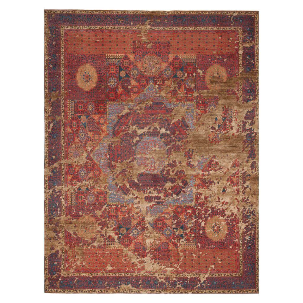 Jan Kath - Teppich 252x296cm Seide Mamluk Columbus Sky Motherred Coppereffect Rot Gemustert - 1
