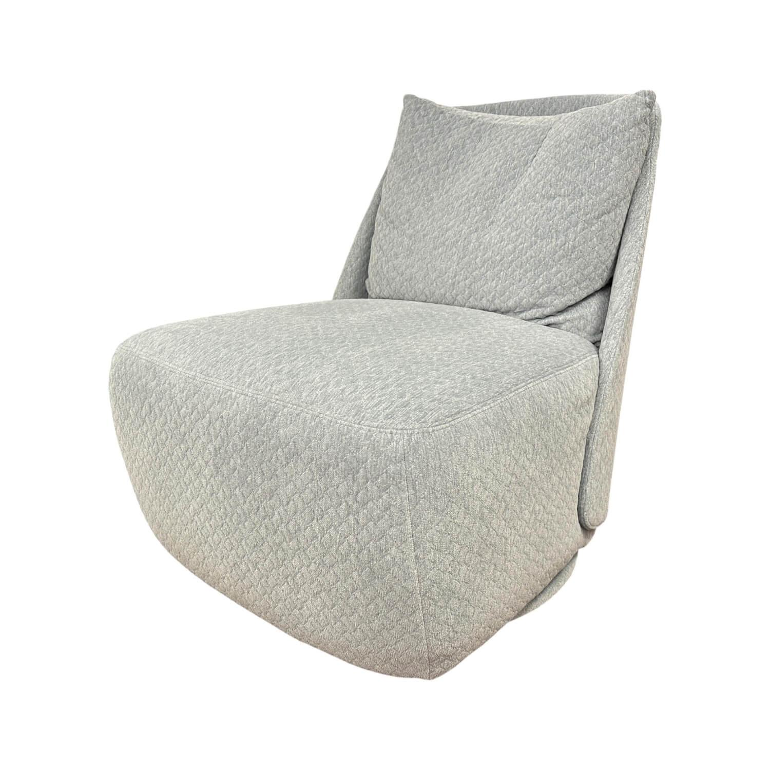 Rom - Sessel Hugo King Stoff Bubble Ice Blau Drehfuß Schwarz - 1