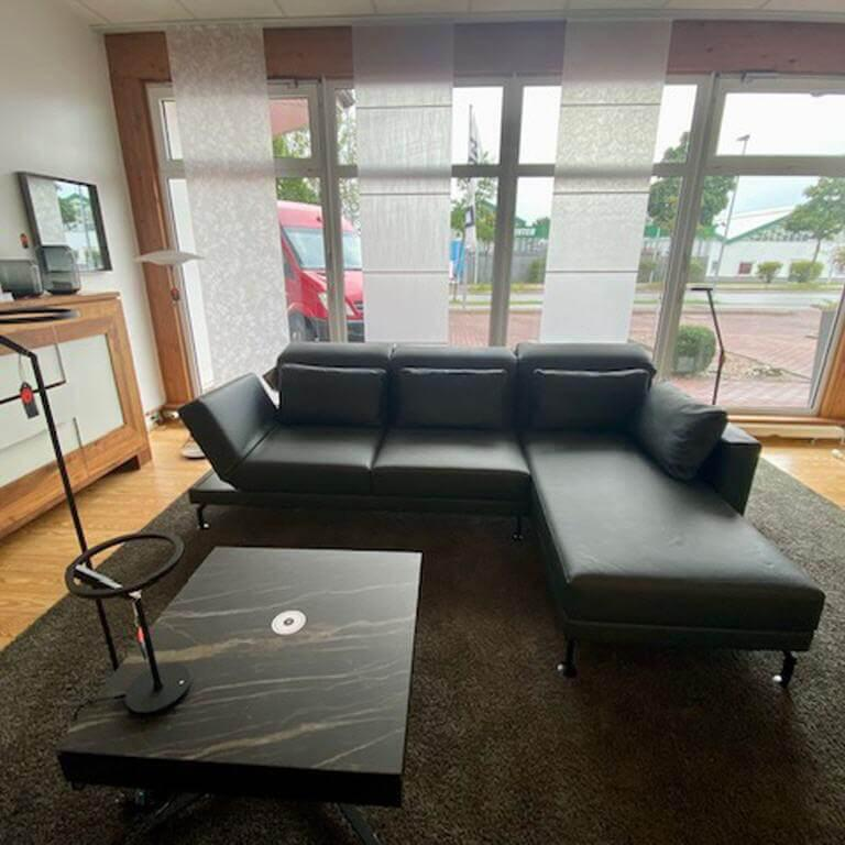 Brühl - Ecksofa Moule Medium Leder Unit 0095 Schwarz Kufe Schwarz Pulverbeschichtet - 3