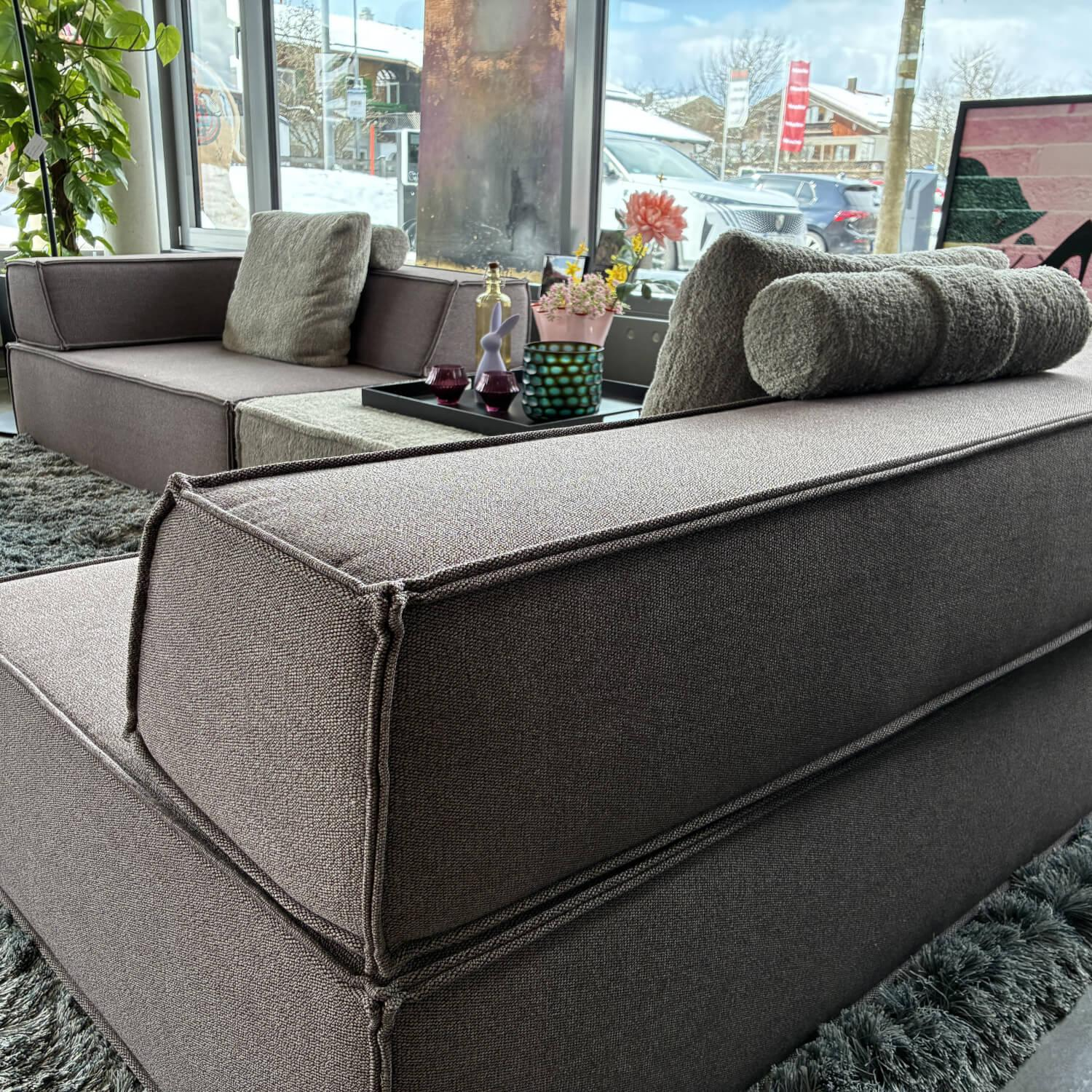 COR - Ecksofa Trio Stoff 9120 Marone Violett Und 9047 Greige Grau Beige - 5