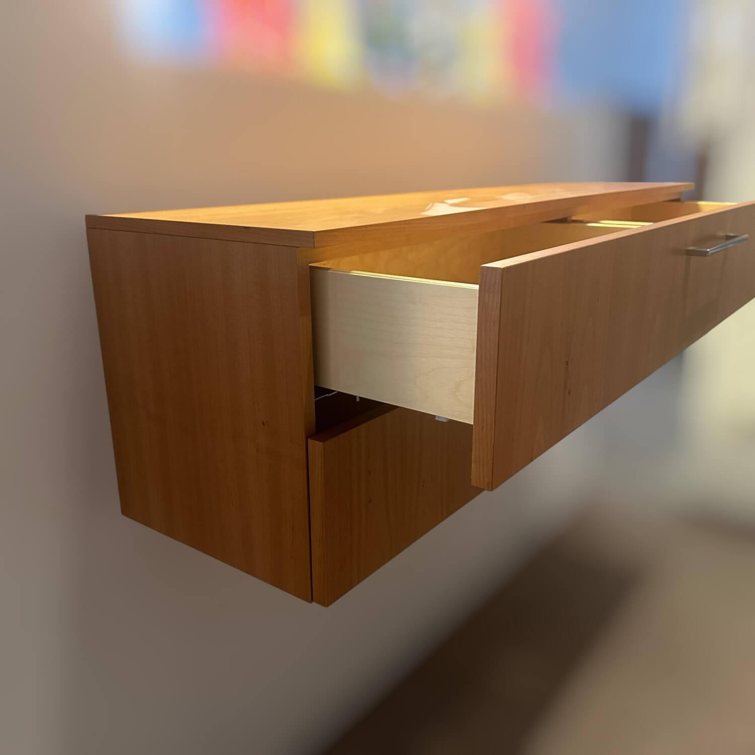 Wenz - Hängekommode Holz Kirschbaum Mit 2 Schubkästen - 3