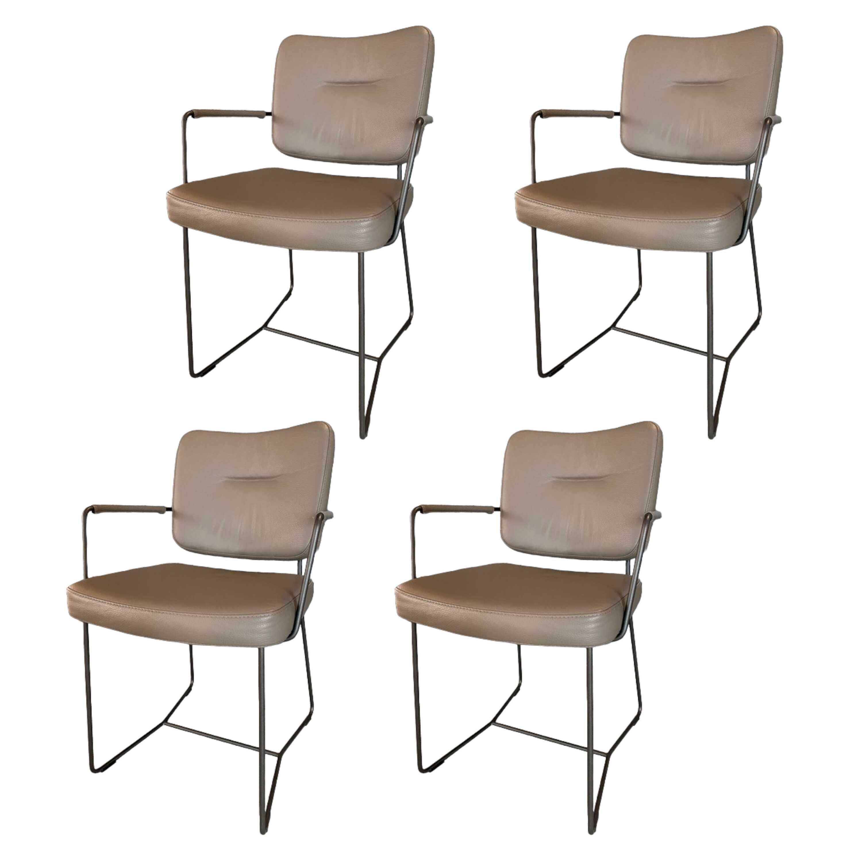 Bert Plantagie - 4-er Stuhlgruppe Kiko Plus Leder Tendens Lava 1400 Gestell Lack Anthrazit BP100 - 1