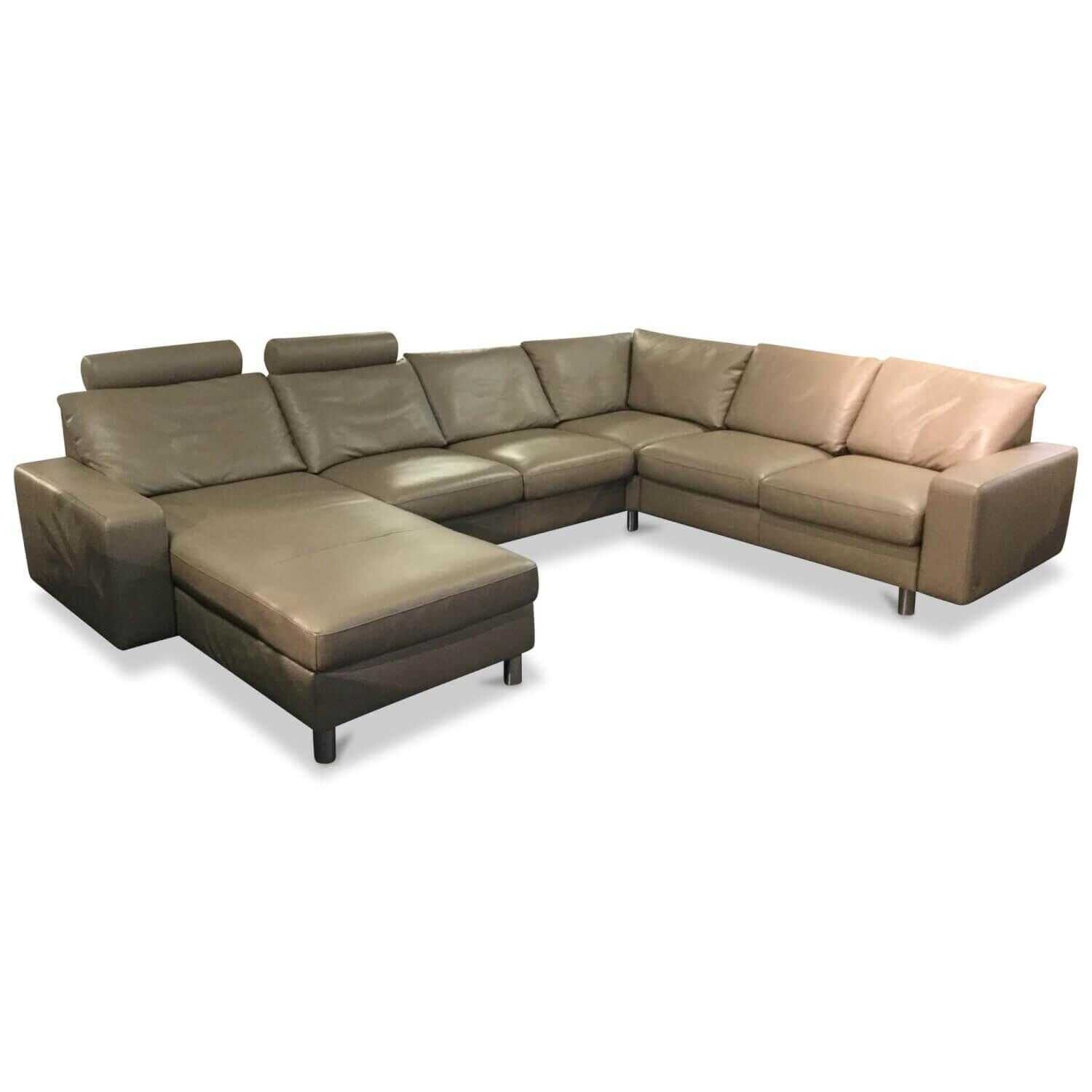 Stressless - Ecksofa Emma E200 Leder Cori Braun Grau Mole mit 2 Kopfstützen - 1