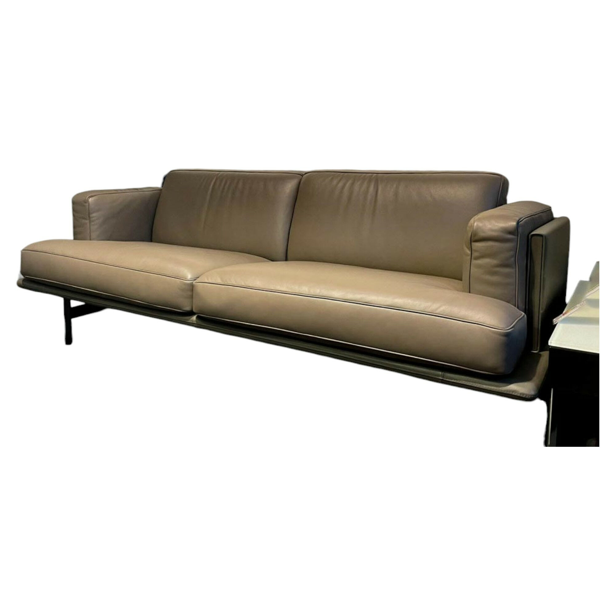 De Sede - Sofa DS 175/23 Rahmen Und Korpus Leder Select 2418 Taupe Grau Sitz Leder Touch 2517 Taupe Grau Stahlkufen Schwarz Matt - 1