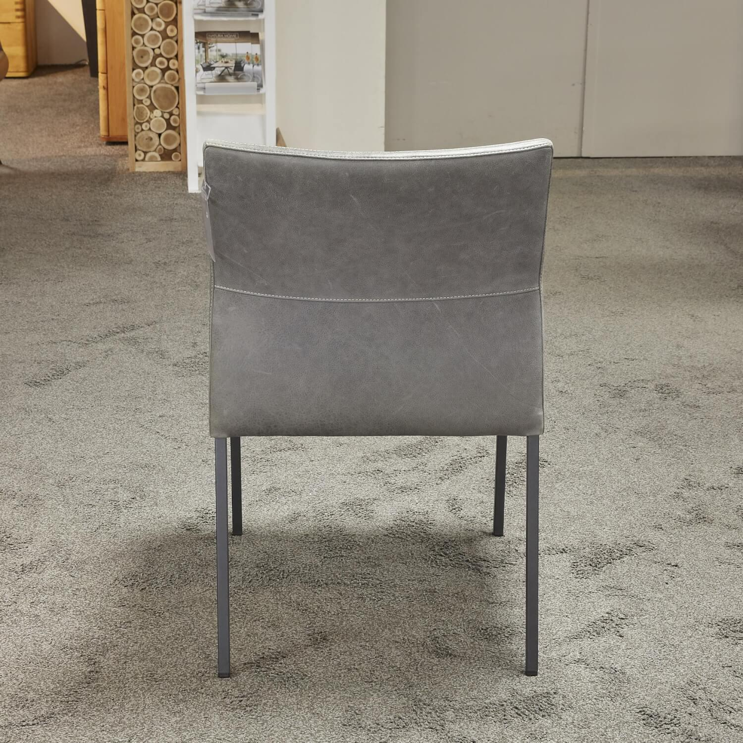 Natura - 6er-Set Stuhl Carry Leder Sierra Anthrazit Kontrastnaht Beige 4-Fuß Metall Pulverbeschichtet Schwarz - 15