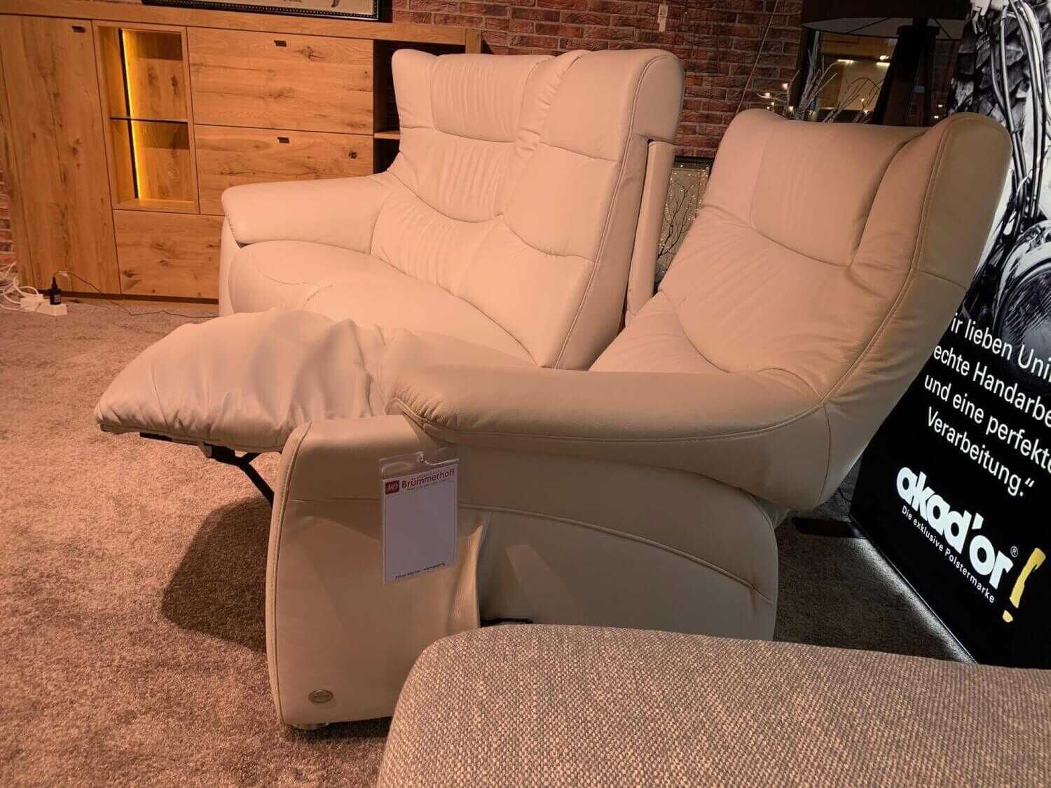 himolla - Garnitur Trapez Leder 24 Longlife Platin Creme 2 Sofas 1 Sessel - 5