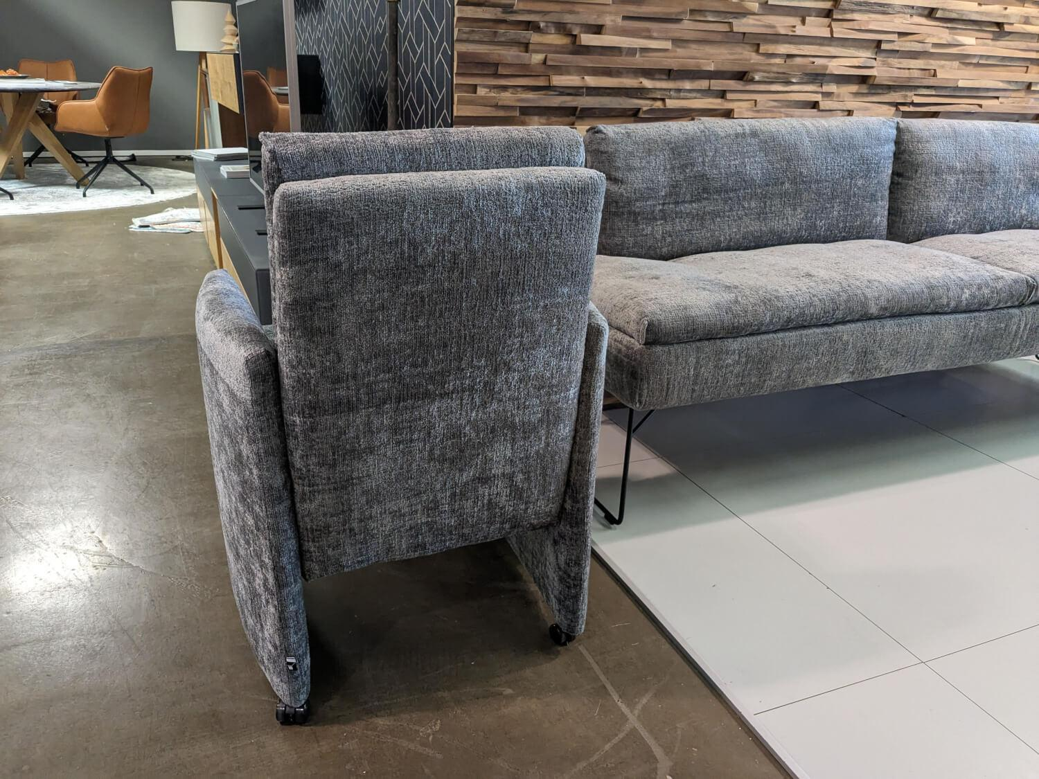 WK Wohnen - Set of 2 chairs with bench WK790/791 fabric B3094 basalt gray - 3