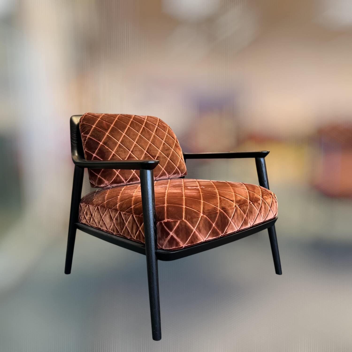 Bielefelder Werkstätten - Sessel Gatsby Stoff JAB Viscount JA3017-061 Orange Braun Füße Holz Schwarz Gebeizt - 9