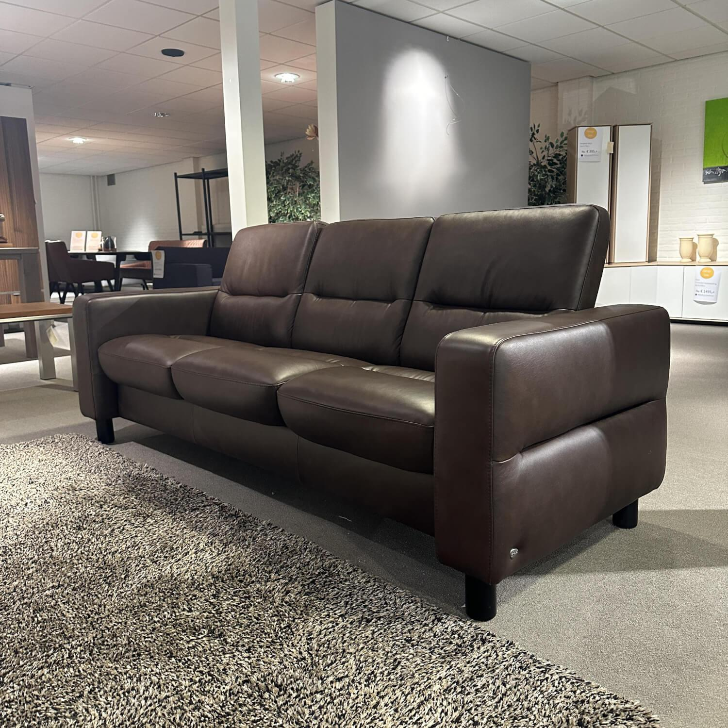 Stressless - Sofa Wave Bezug Leder Paloma Braun Holzfüße Schwarz Gebeizt - 2