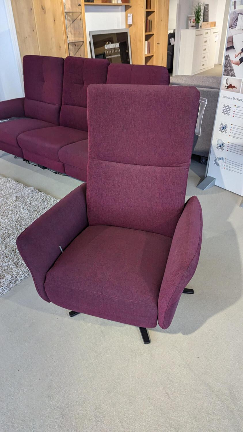 Carina - Sessel Fae Stoff Trend Bordeaux Rot Sternfuß Metall Schwarz Mit Kopfteilverstellung - 3