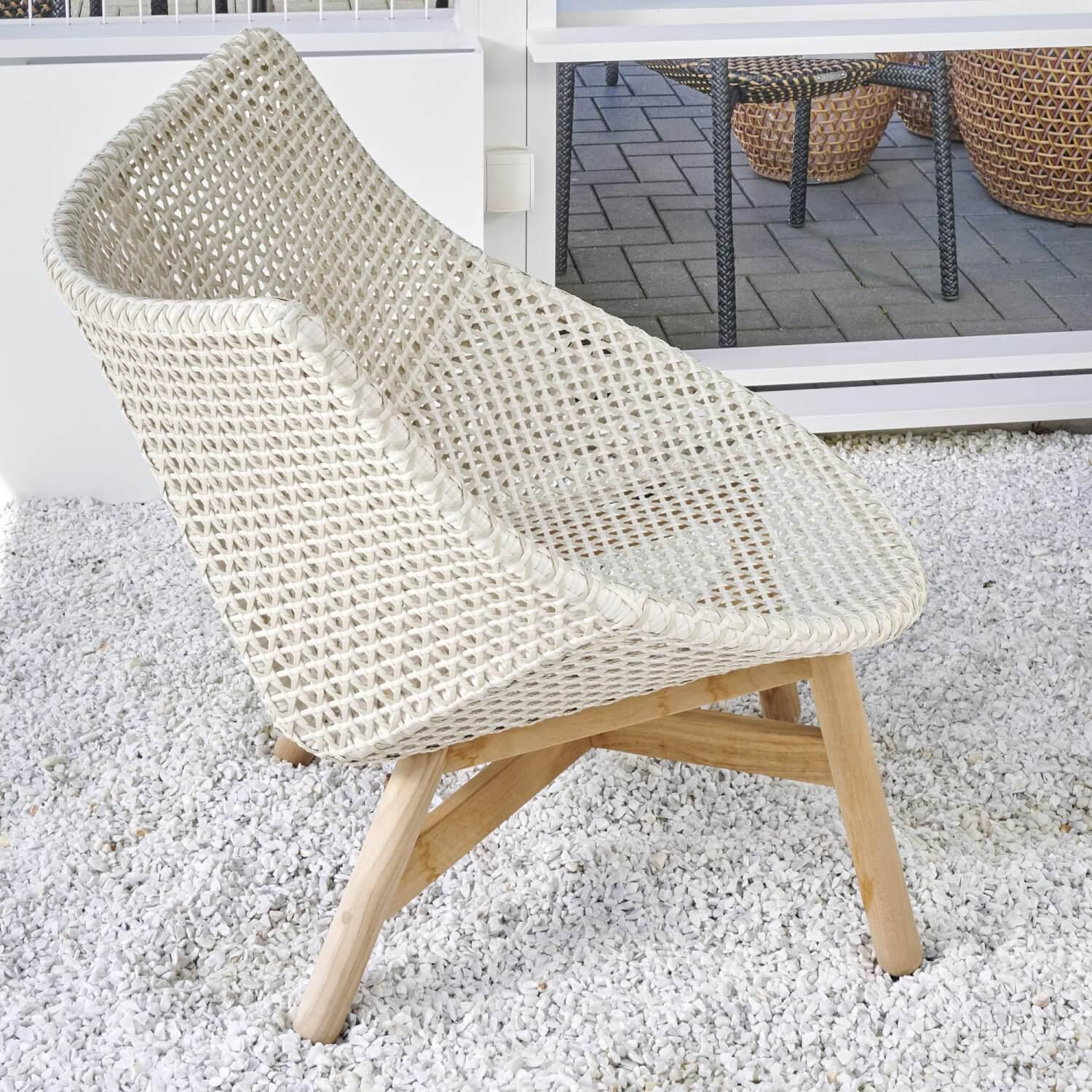 DEDON - Lounge Sessel Mbrace Bezug Stoff Kvadrat Patio 140 677 Geflecht Seasalt 140 Gestell Teak - 5