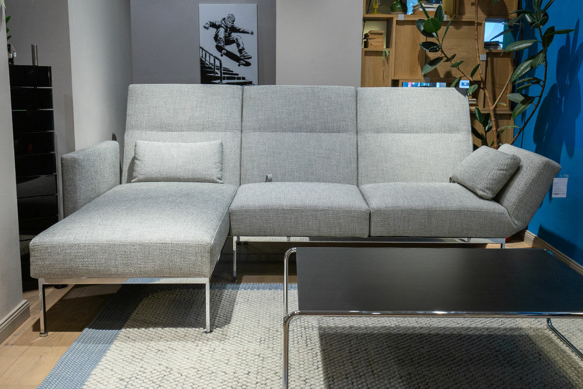 Brühl - Ecksofa Roro Spring Stoff 4459-90 Hellgrau Gestell Metall Verchromt Glänzend - 3