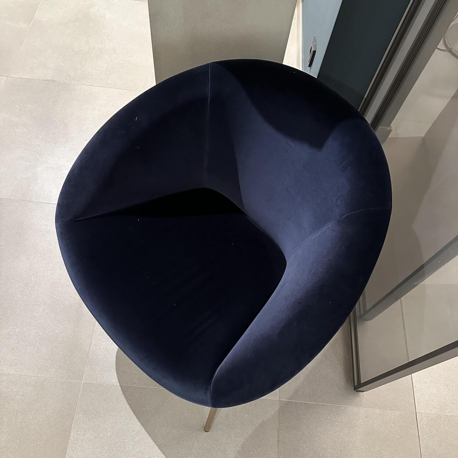 Walter Knoll - Sessel 369 10 Stoff Harald Ocean Blau Gestell Messing - 5