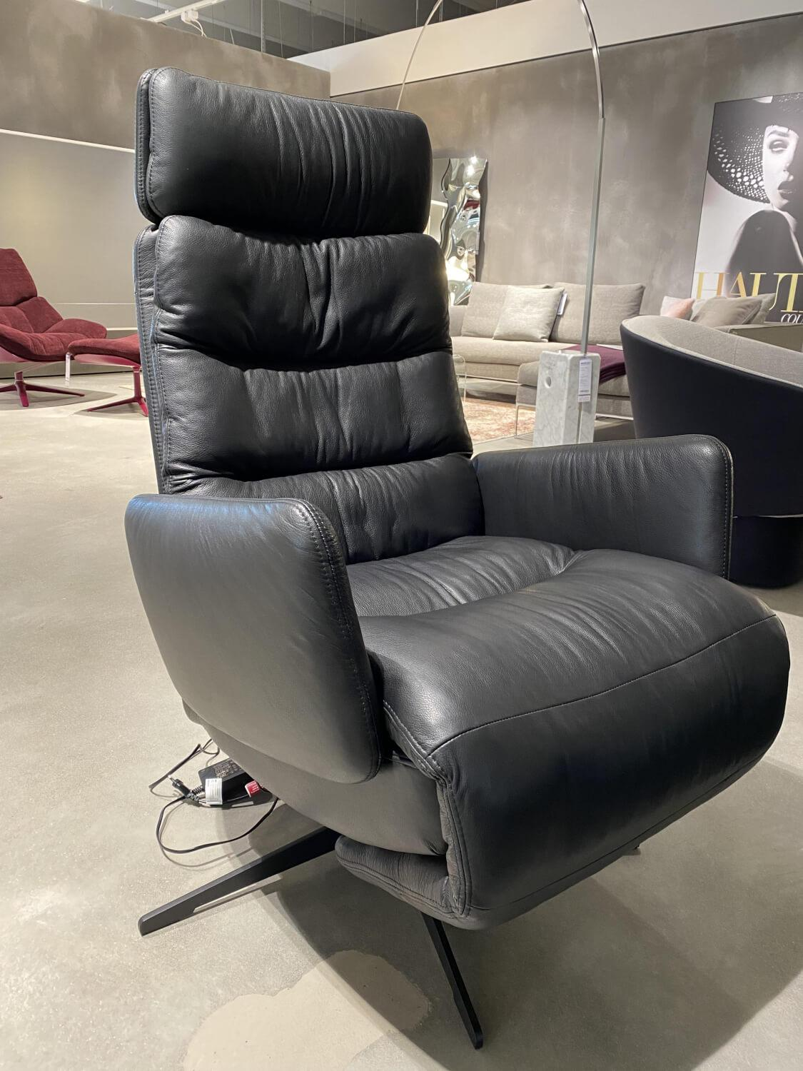 KFF - Sessel Arva E Lounge Leder Sauvage 8105 Schwarz 5 Stern Gestell Metall Schwarz M01 Mit Elektrischen Verstellungen - 4