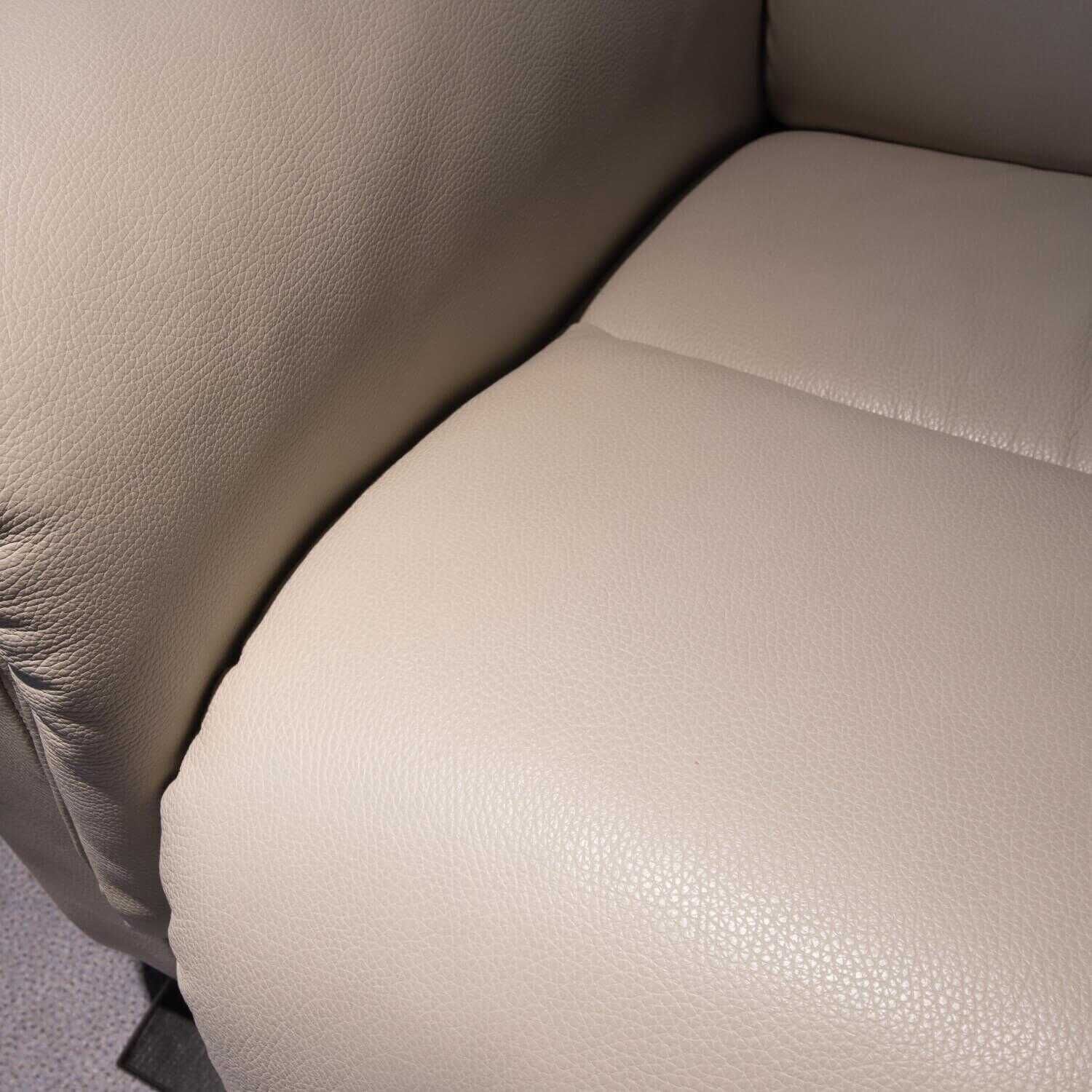 Sofa 3-Sitzer Panorama Balance Adapt Leder Cori Fog Holz Wenge Gebeizt