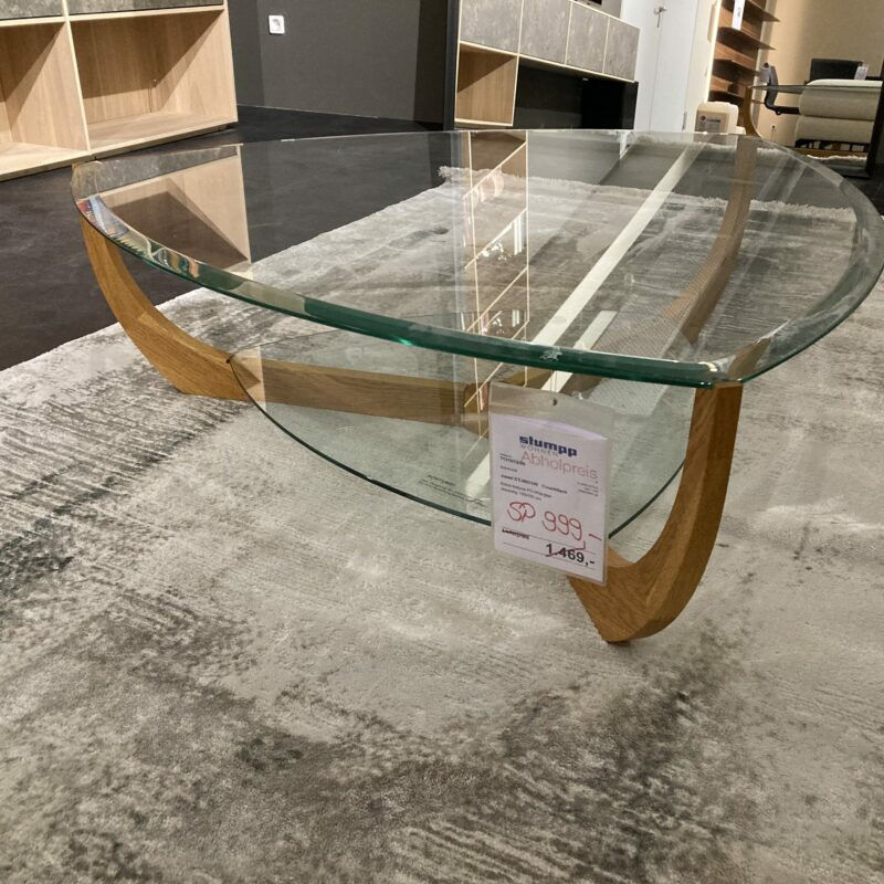 Team 7 - Couchtisch Juwel Platte Klarglas Transparent Gestell Eiche Natur Geölt  - 6