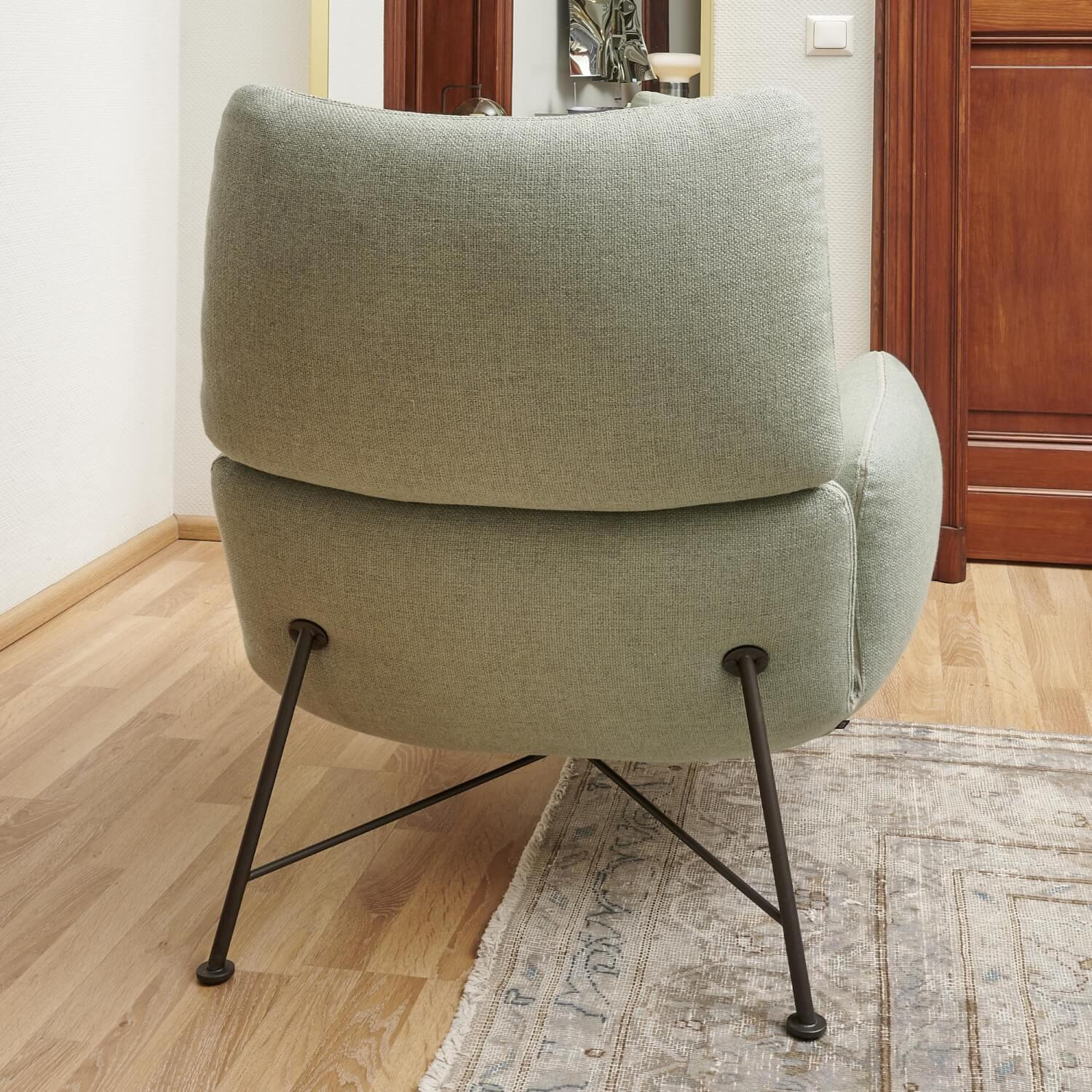 COR - Sessel Jalis Lounge Stoff 8305 Mintgrün Grün Grau Drahtgestell F01 Schwarzbraun Inklusive Hocker - 8