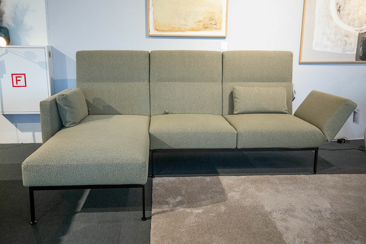 Brühl - Ecksofa Roro Medium Spring Stoff 5275-31 Hellgrün Gestell Verchromt Glänzend - 4