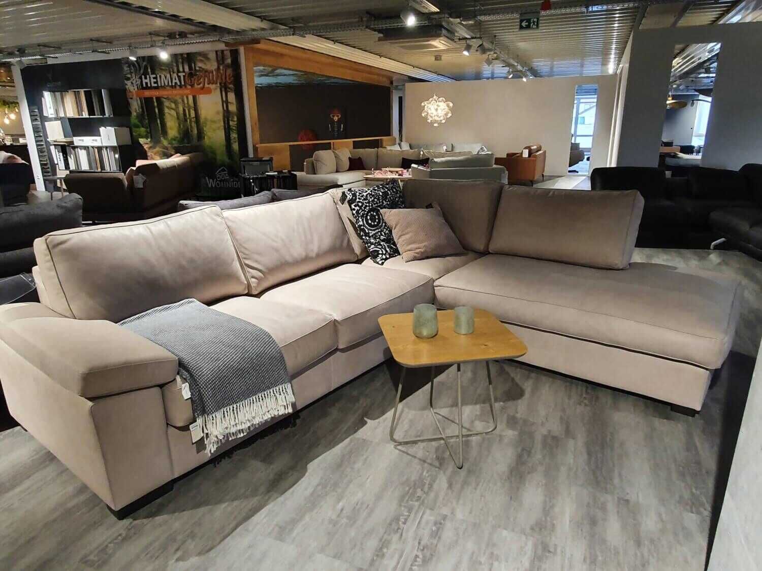 Meisterstücke - Ecksofa M-200 Nubukleder PG 30 Twilight Grey mit 5 Rückenkissen - 1