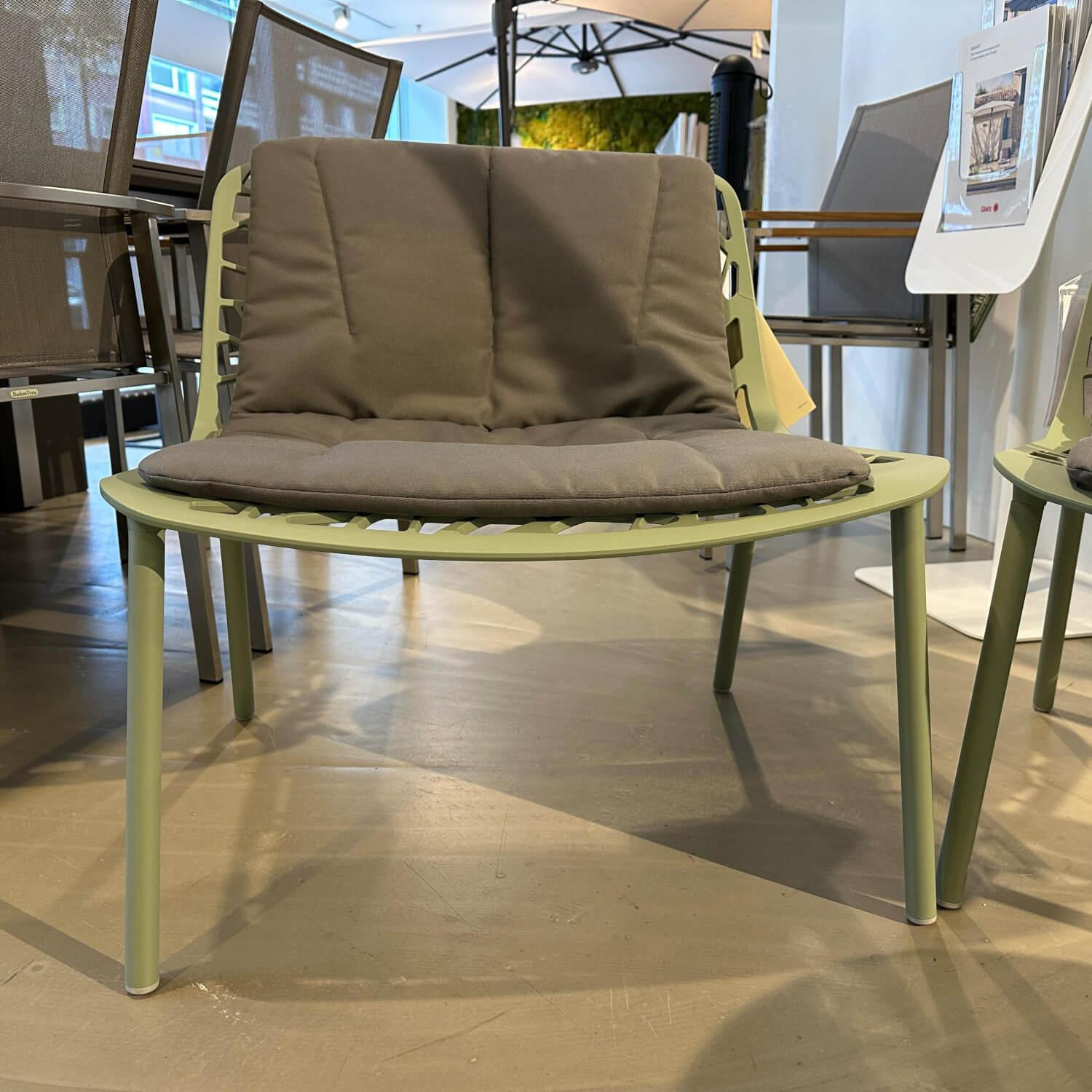 Fast - 2er Set Lounge Sessel Forest Aluminium Tea Green Grün Pulverbeschichtet Mit Sitzkissen Grau - 3