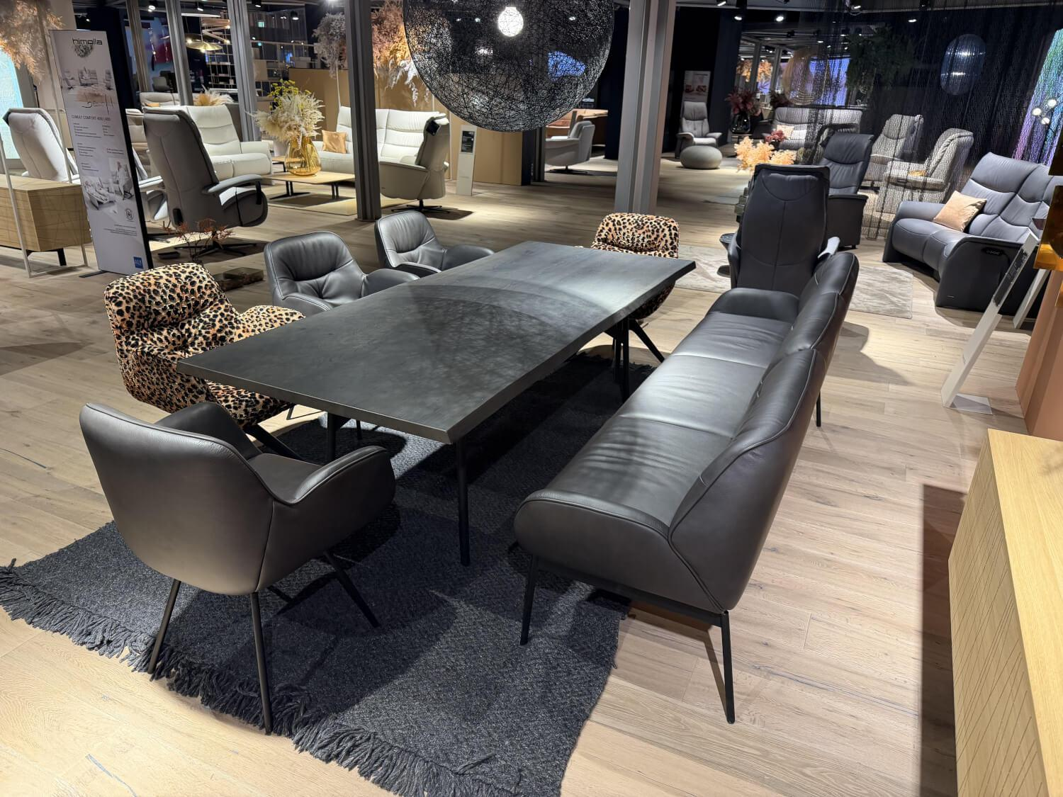 himolla - Bank Dining 1472 Leder 35 Mariposa Onyx Schwarz Gestell Metall Anthrazit Pulverbeschichtet - 2