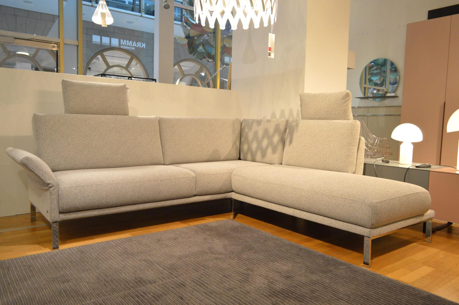 Rolf Benz - Ecksofa Cara Stoff Weißgrau 26.202 mit Holz-Ablage Schwenkbar - 5
