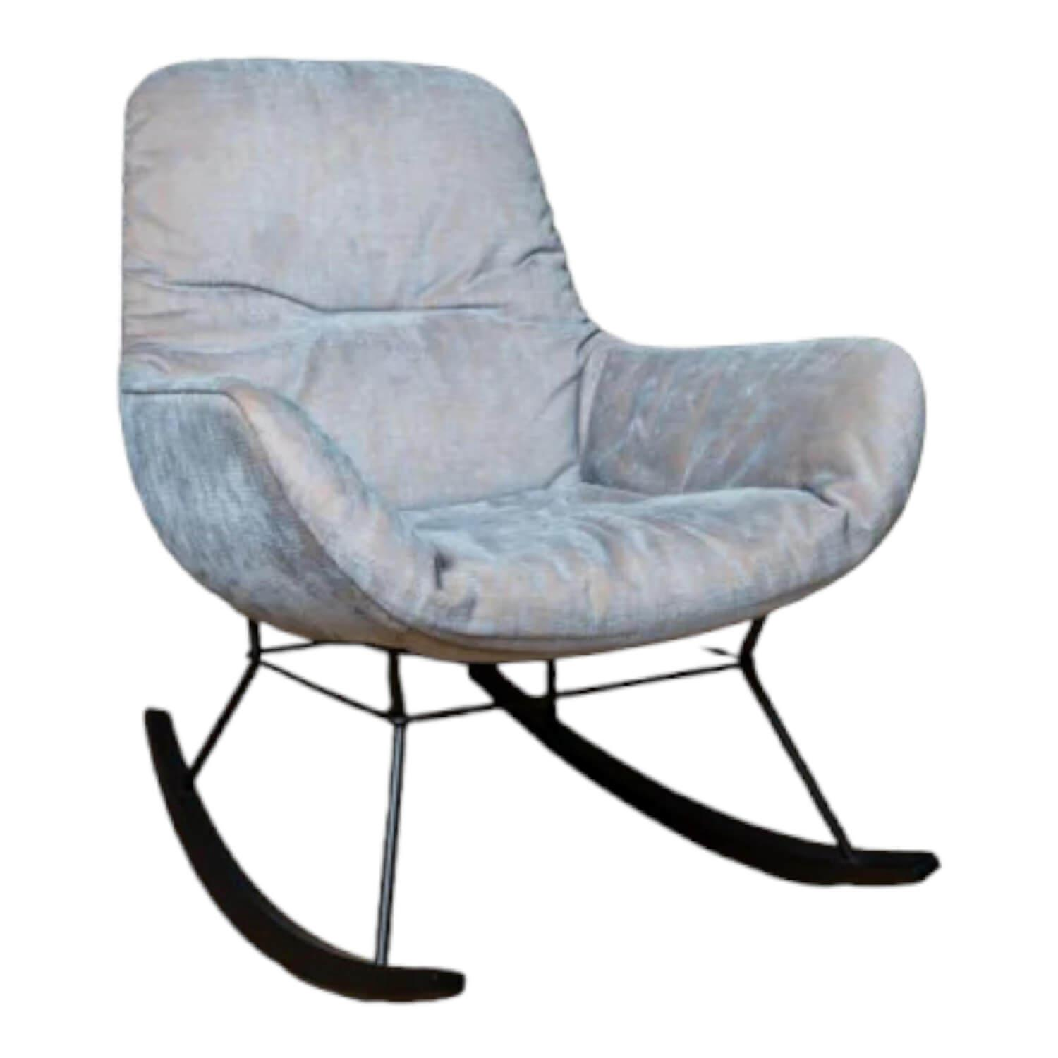 Freifrau - Schaukelstuhl Leya Rocking Lounge Chair Stoff Maple 732 Creme Drahtgestell Und Holzkufe Schwarz - 1