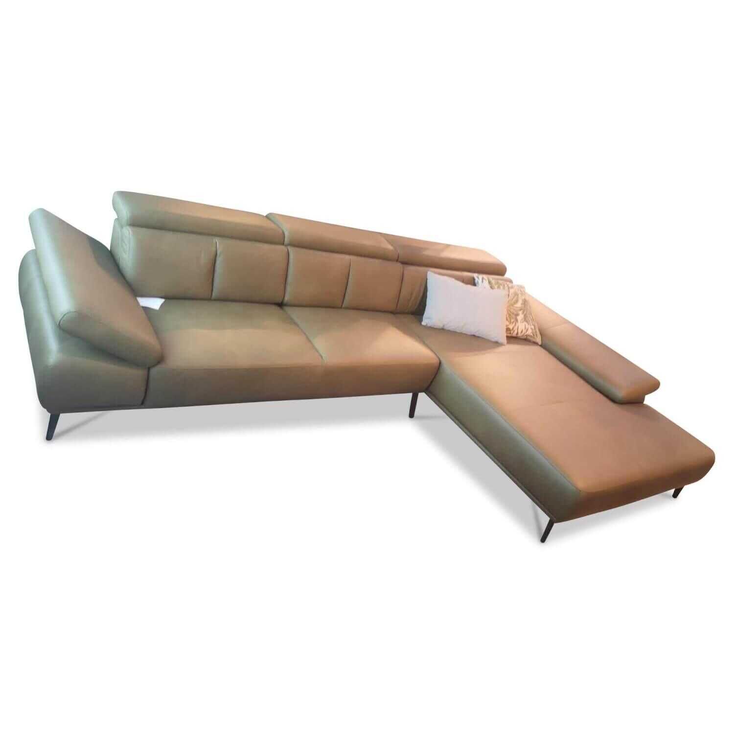 W. Schillig - Sofa mit Longchair Leder Braun - 1