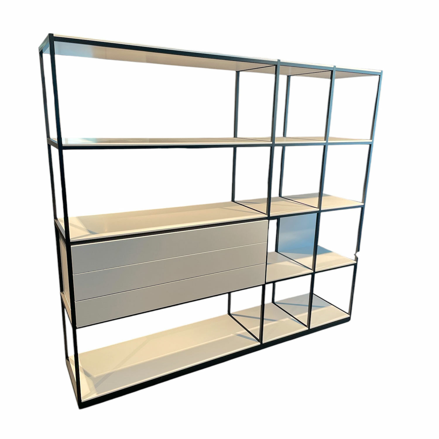 Interlübke - Raumteiler-Regal Tado Korpus MDF Lack M14 Platin Grau Profil Aluminium Schwarz Eloxiert - 4