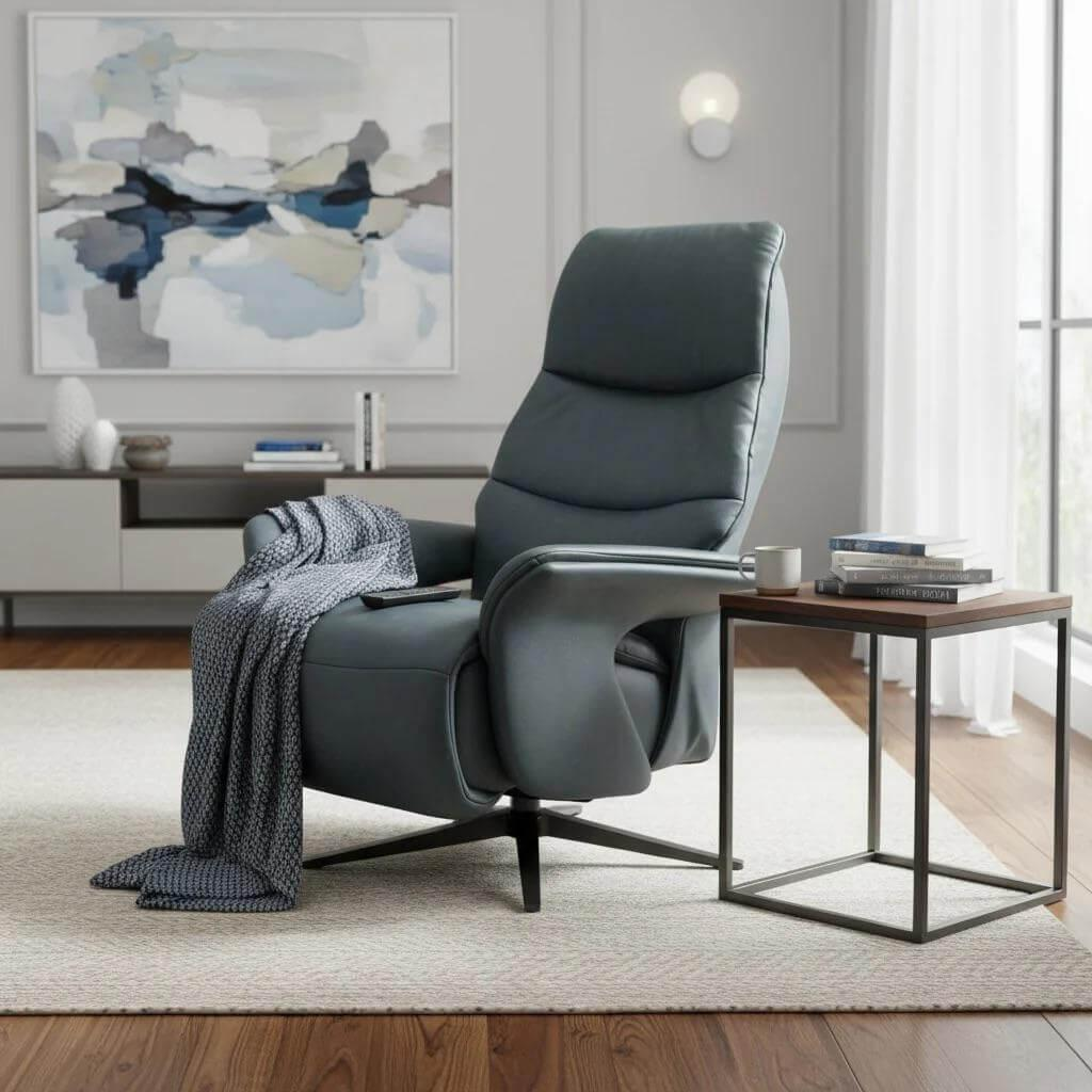 himolla - Sessel 7052 Easy-Swing L Leder Eleganza Türkis Sternfuß Metall Anthrazit Pulverbeschichtet Inkl. 2-Motorig Verstellfunktion - 6